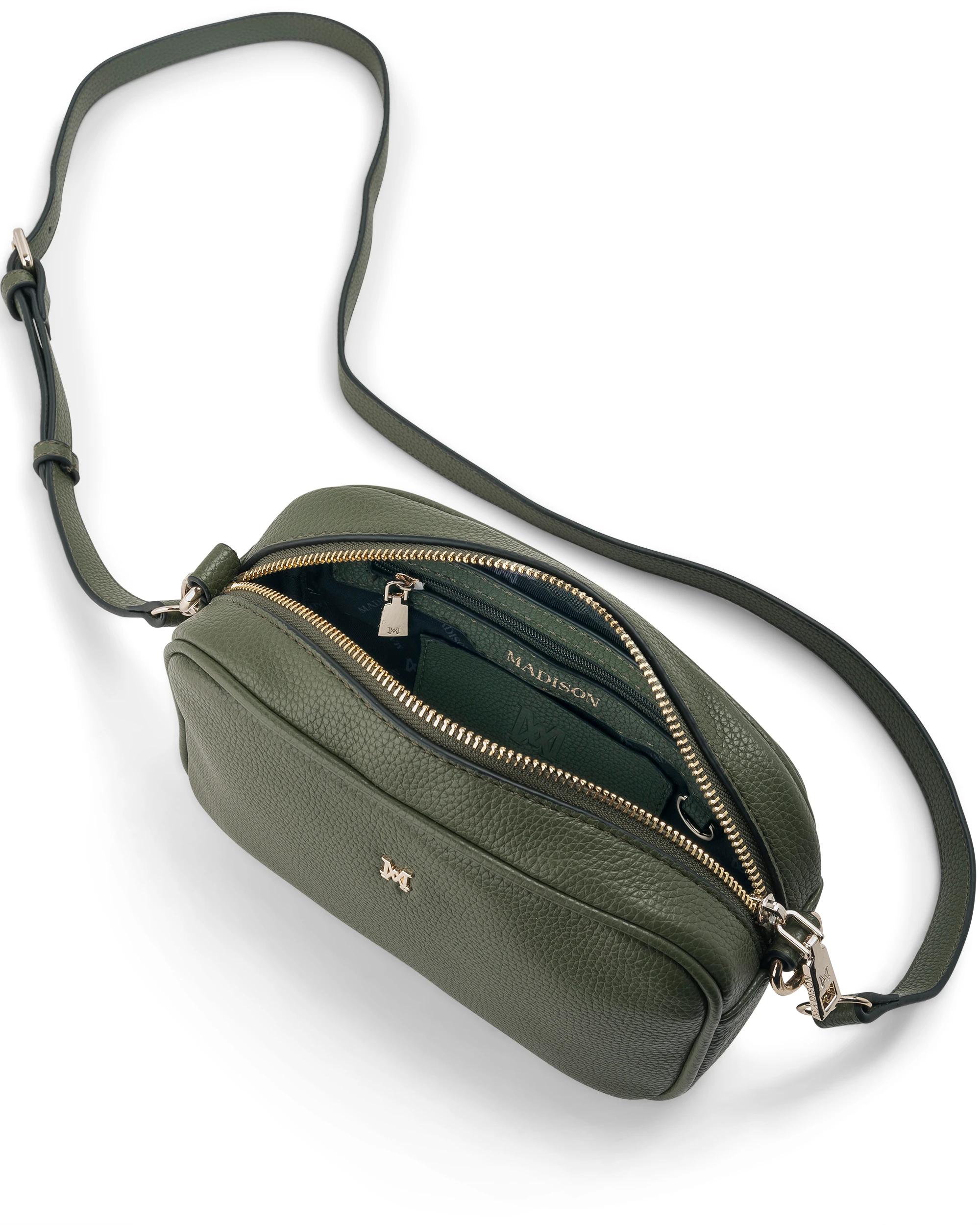 3 Madison Accessories Monica Camera Crossbody Bag with 2 Straps OLIVE GREEN, 3 of 6