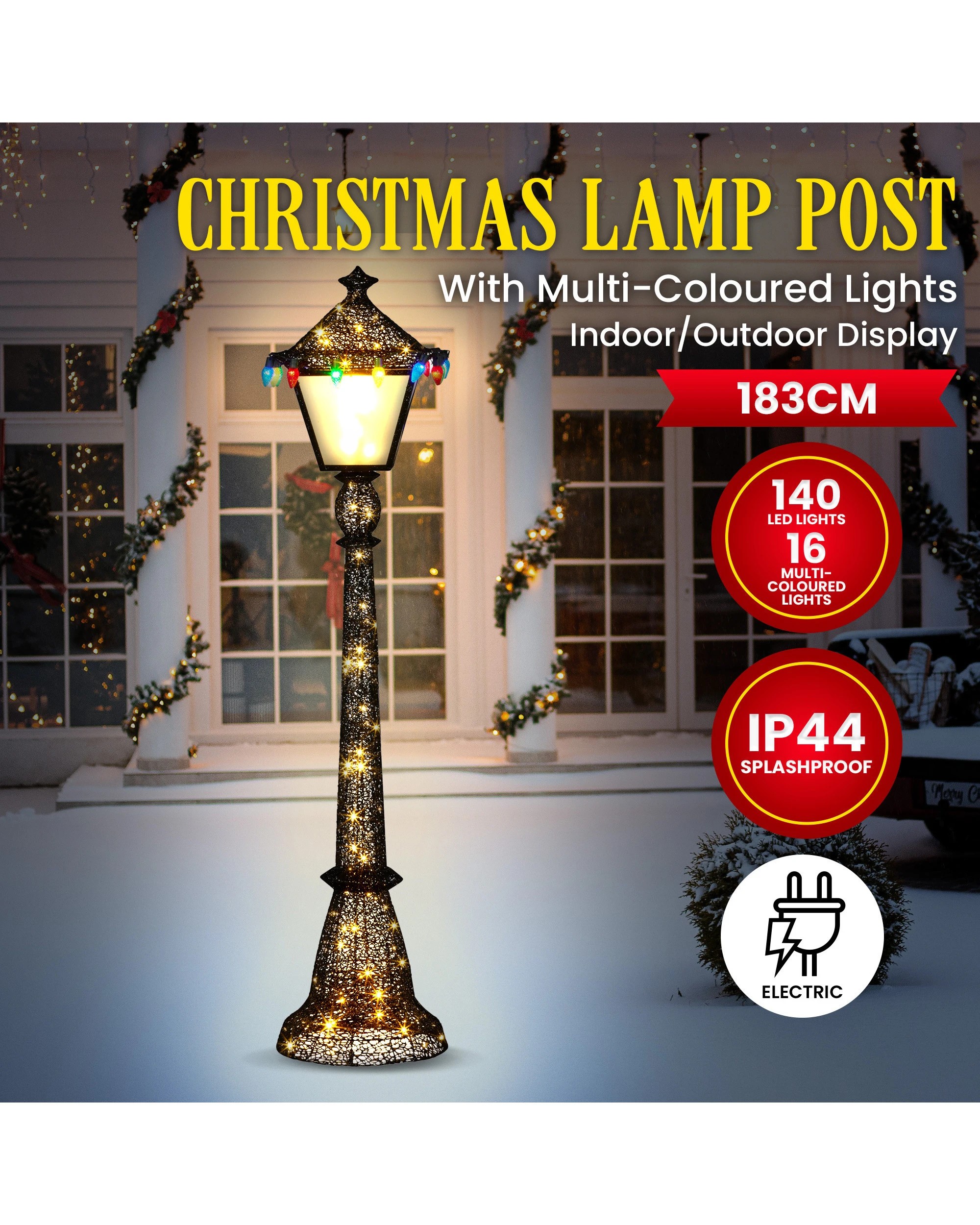 4 Christabelle 1.8m Christmas Lamp Post Indoor Outdoor Display Decoration Led Lights Front Yard Lawn Statue Ornament, 4 of 8