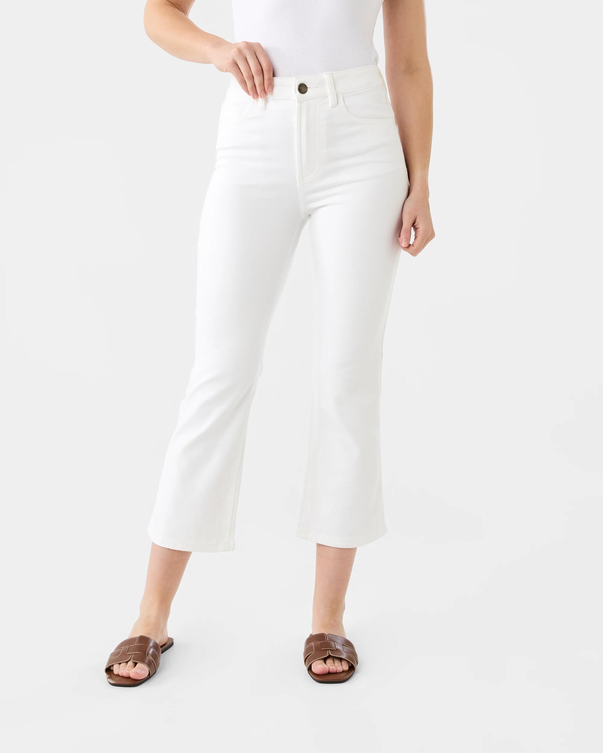 1 Cropped Kick Flare Jeans White, 1 of 7