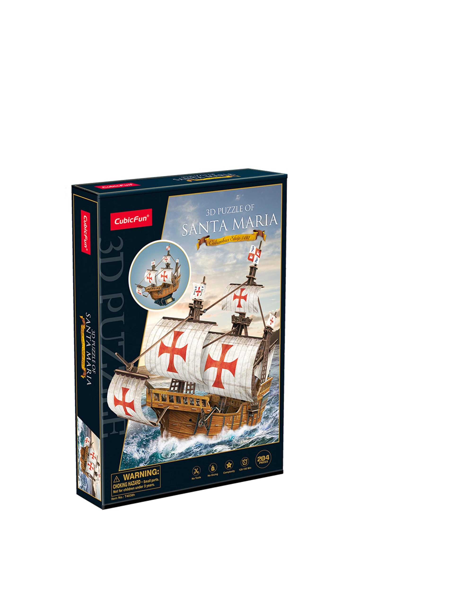 1 CubicFun 204pc Santa Maria 3D Puzzle Kids Toy Interactive Construction - Multi, 1 of 1