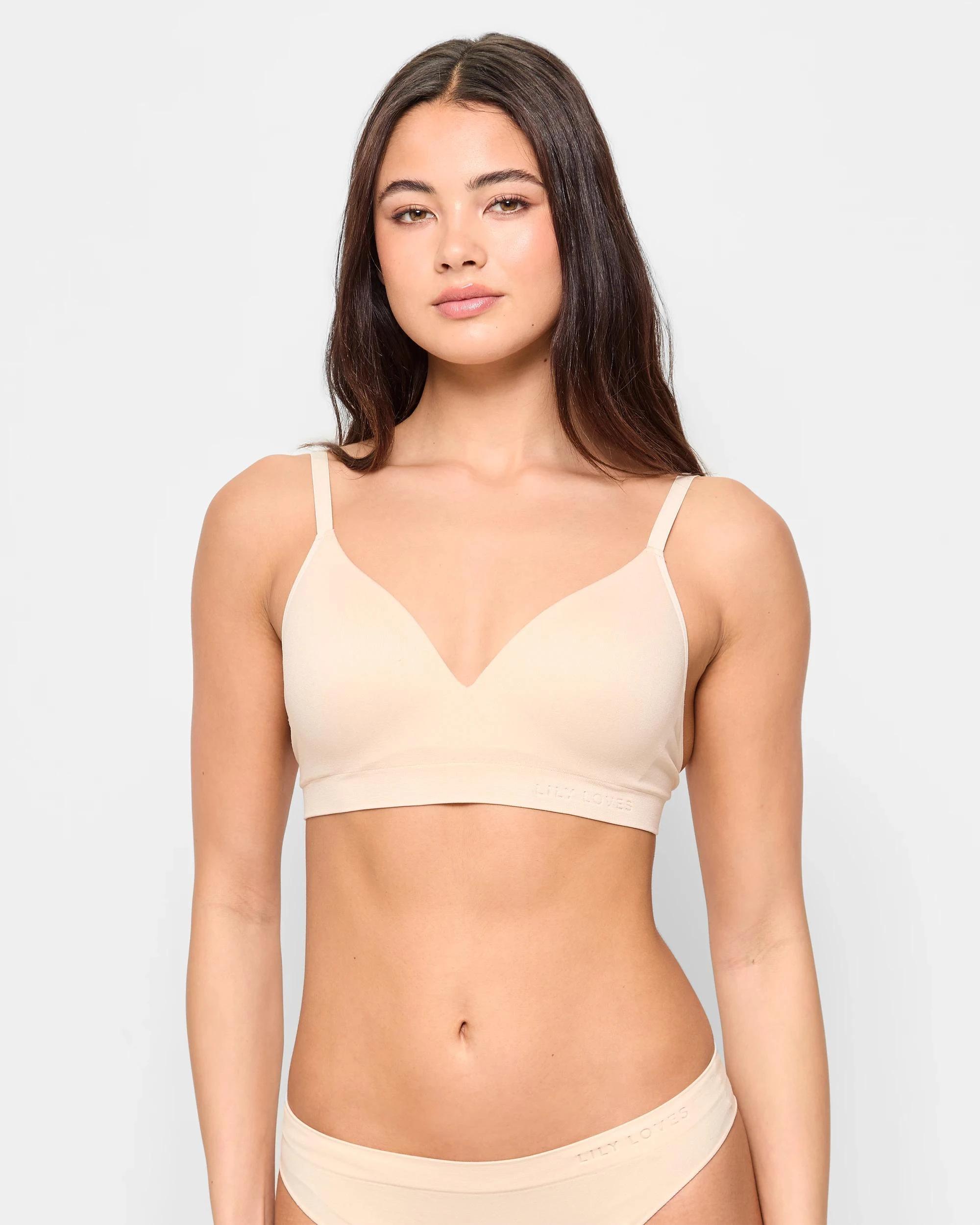 1 Seamfree Embossed Wirefree T-Shirt Crop Bra - Lily Loves BARE BEAUTY, 1 of 4