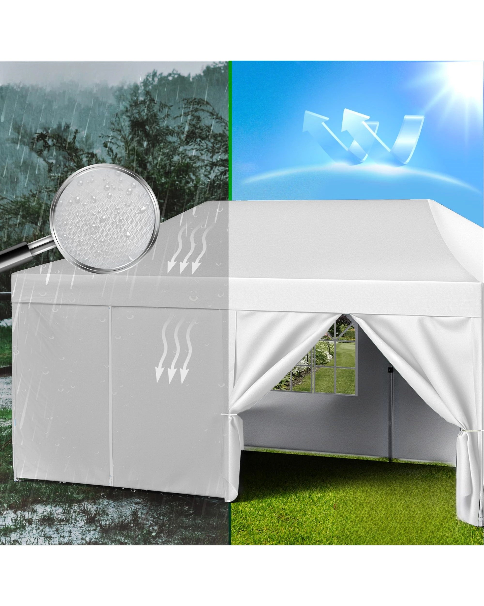4 Advwin 3×6m Pop Up Canopy Tent with 6 Sidewalls - White, 4 of 7