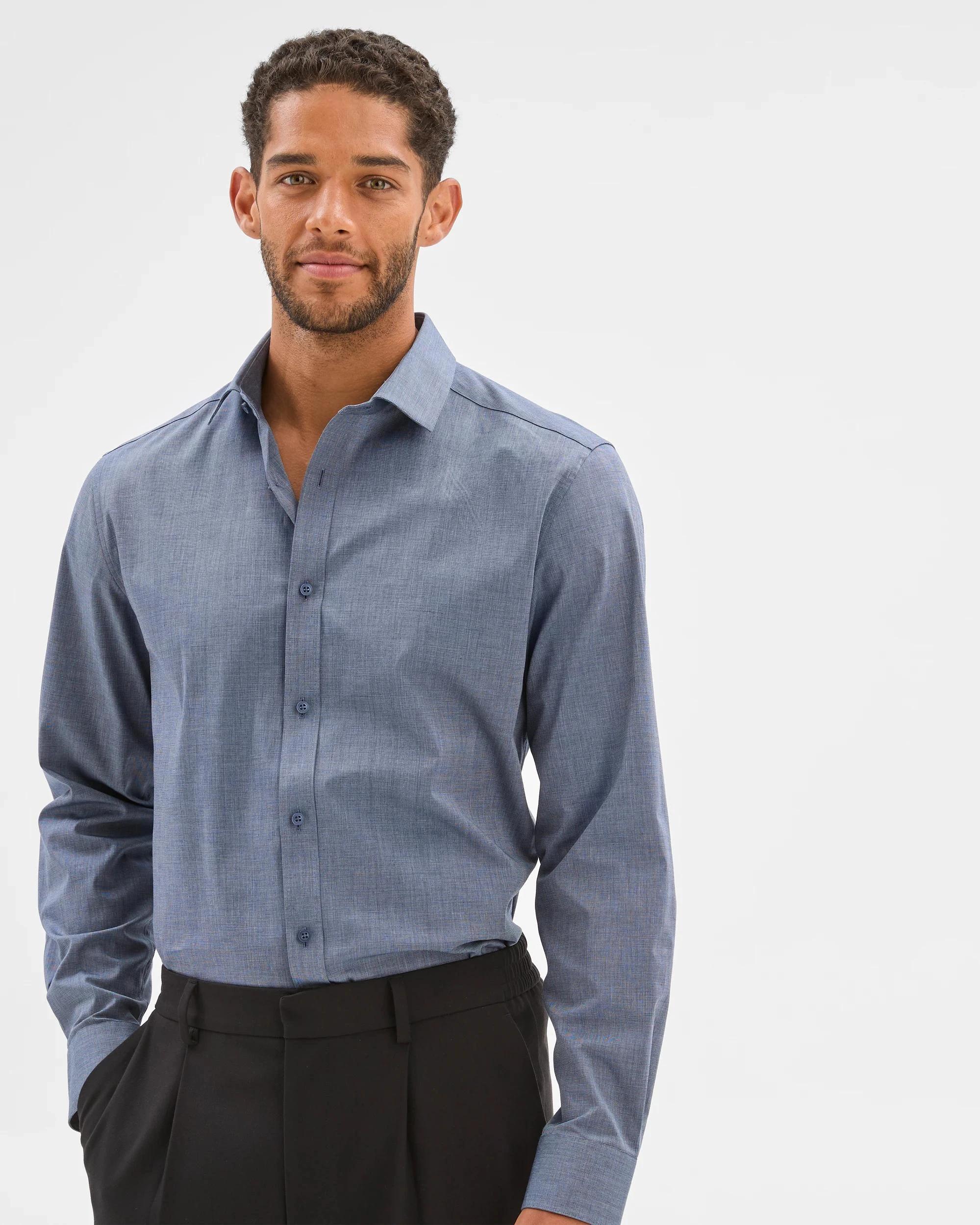 3 Slim Stretch Shirt - Preview MID BLUE, 3 of 6