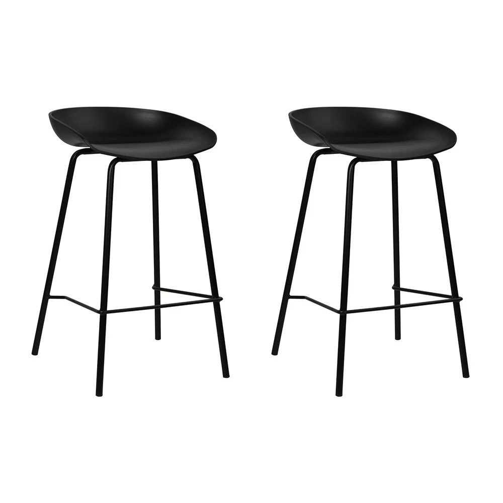1 Artiss 2x Bar Stools Kitchen Counter Stools Metal - Black, 1 of 8
