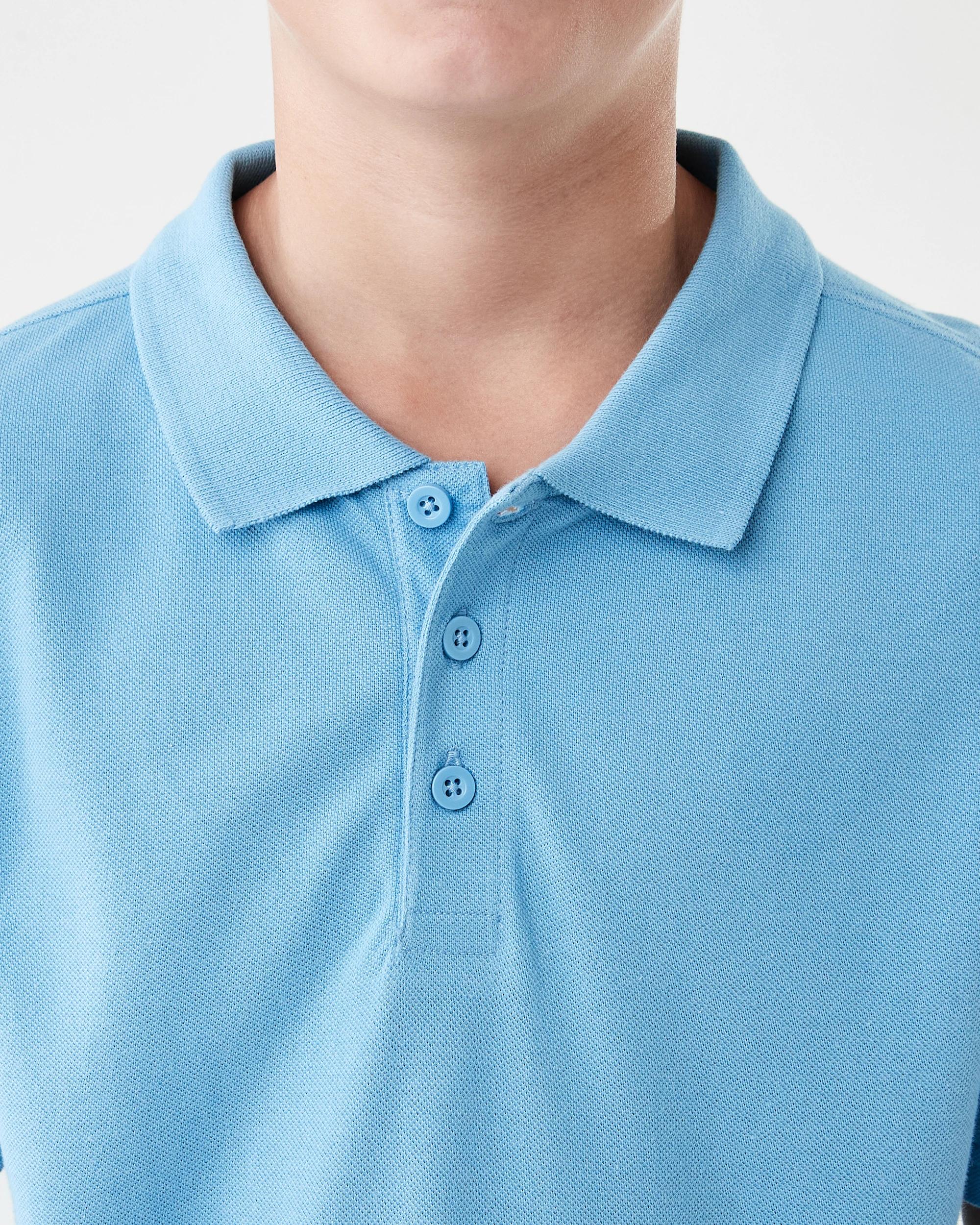 4 School Odour Shield Cotton Polo T-shirt Mid Blue, 4 of 6