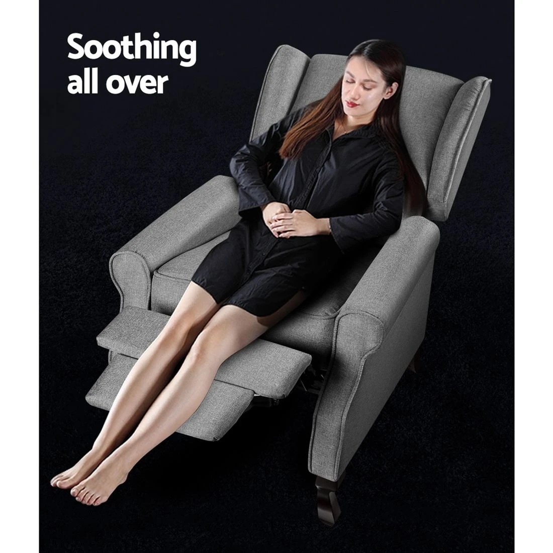 3 Artiss Recliner Armchair  Fabric Domini - Grey, 3 of 6