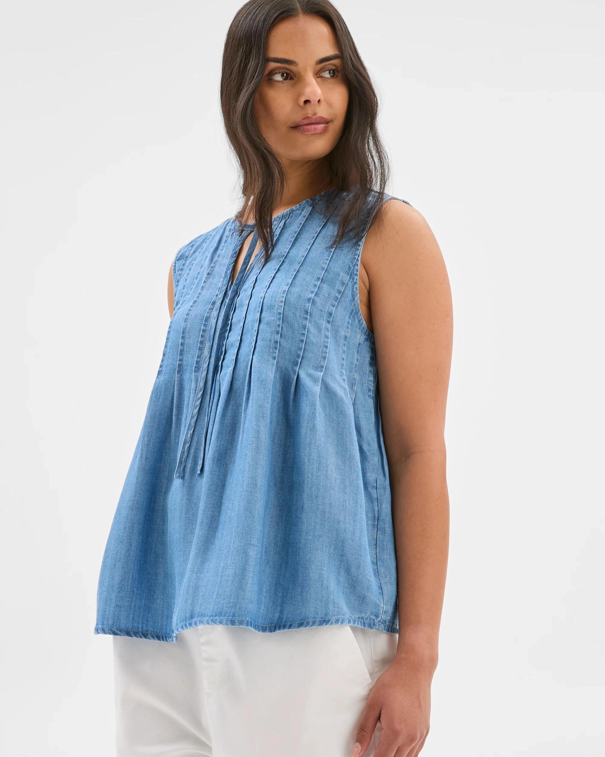 4 Target Pintuck Tank Top CHAMBRAY, 4 of 6