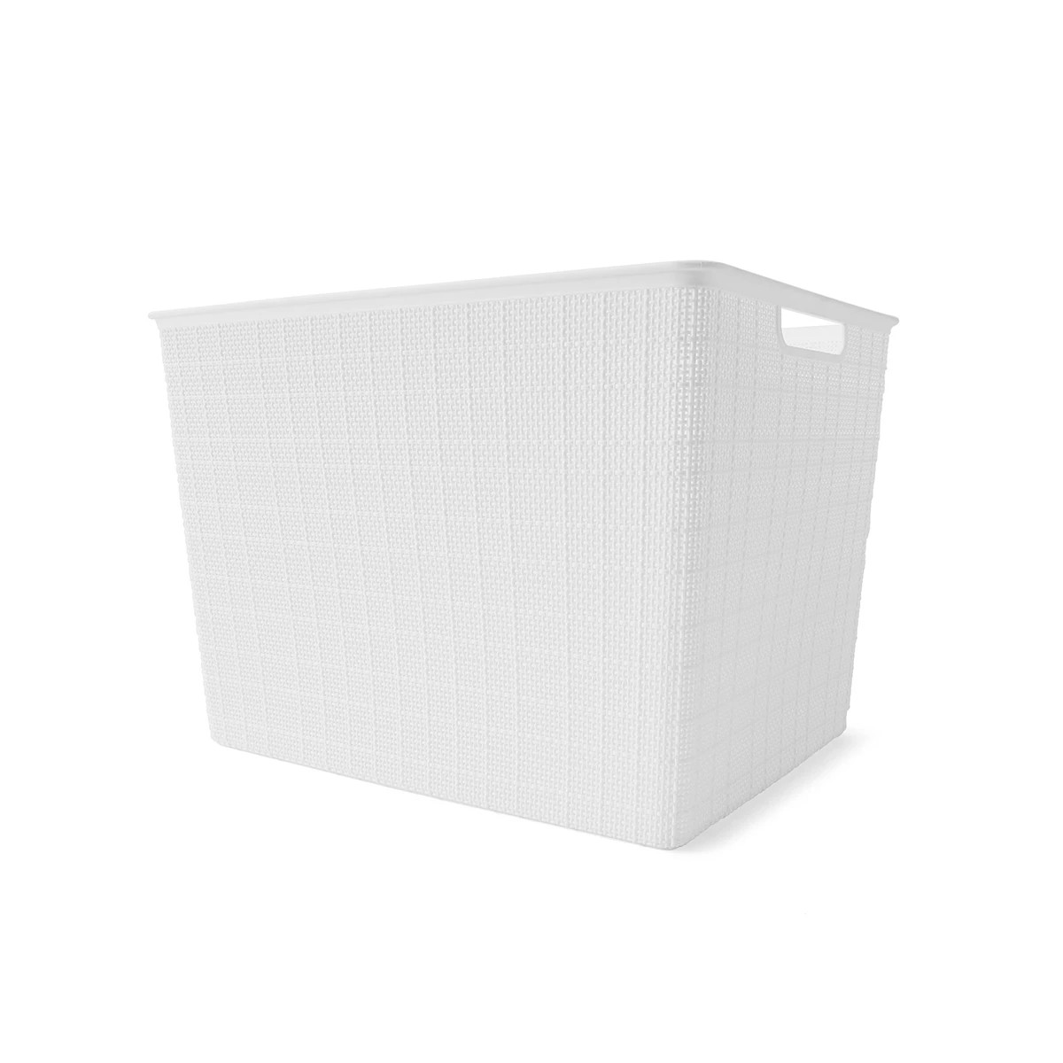 1 26L Linen Weave Rectangle Basket - White, 1 of 8