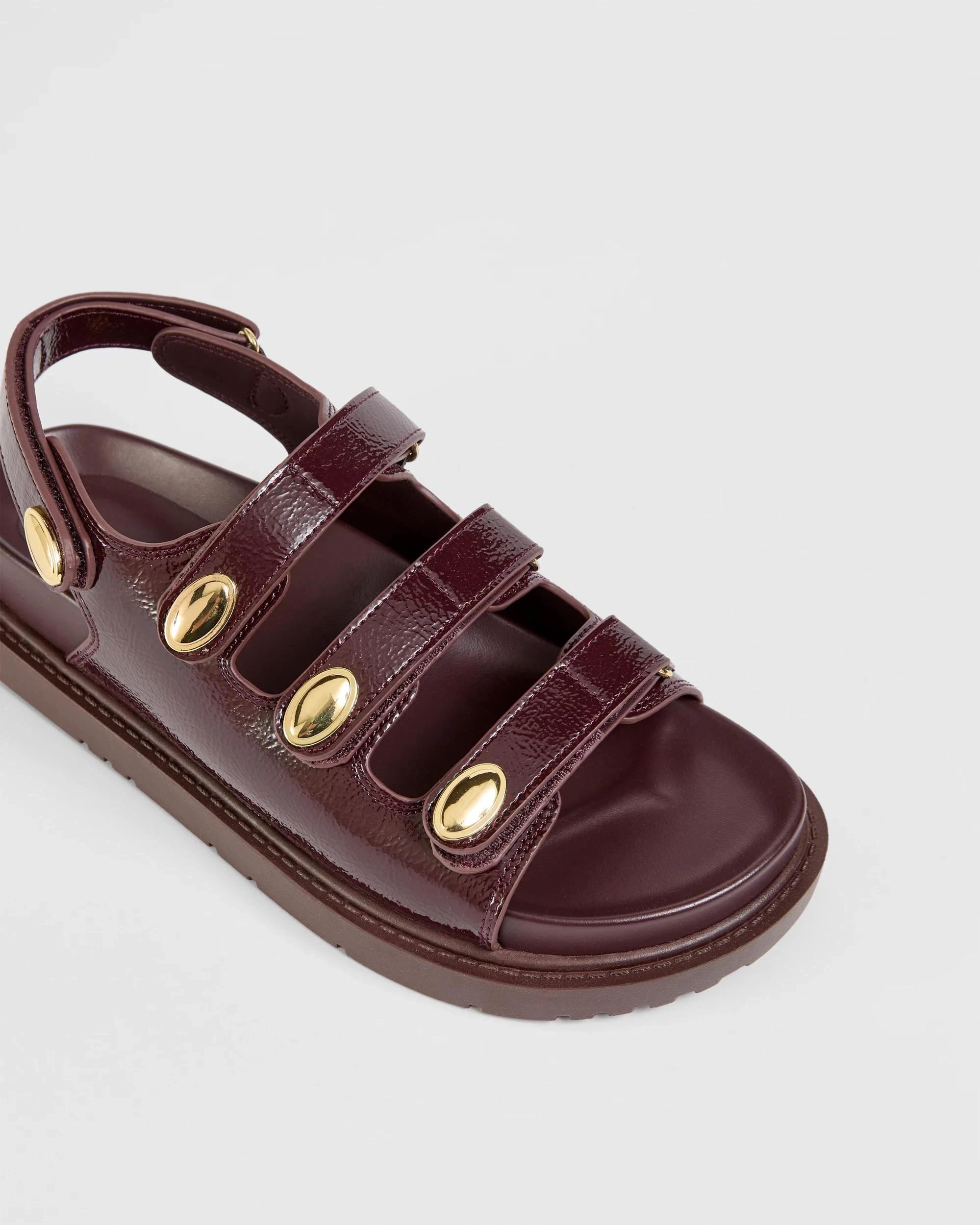 3 Target Woman Triple Strap Footbed Sandal - Katty BURGUNDY CRINKLE, 3 of 3