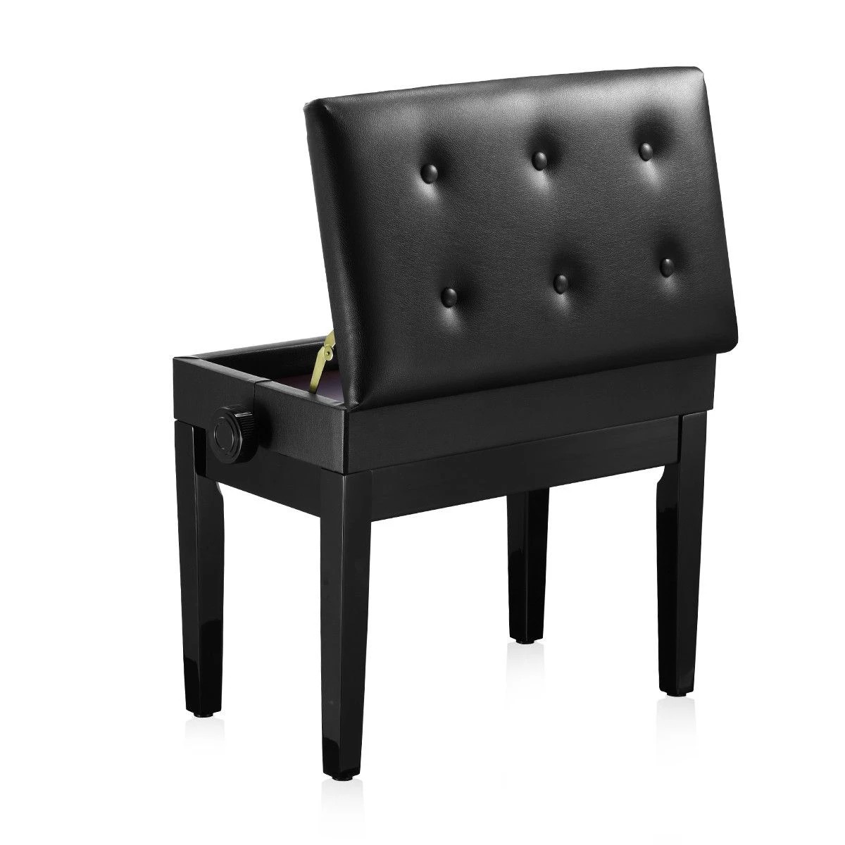 3 Melodic Adjustable Wood Keyboard Piano Bench Stool with Built-in Storage Black, 3 of 7