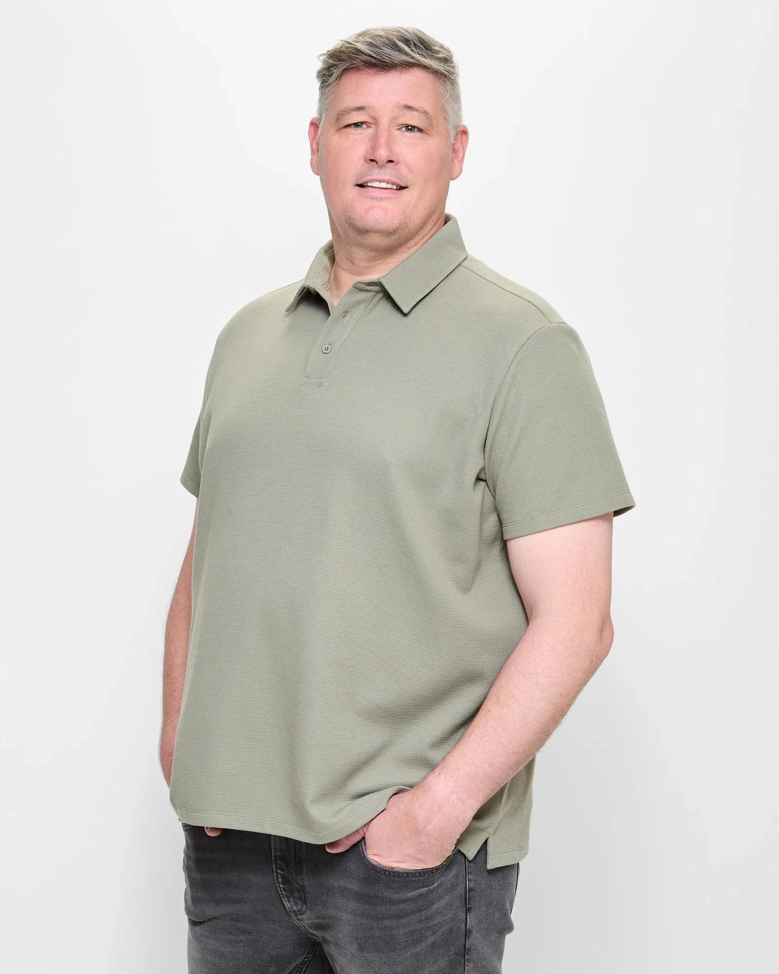 3 Target Plus Size Australian Cotton Blend Waffle Polo Top SEA SPRAY, 3 of 5