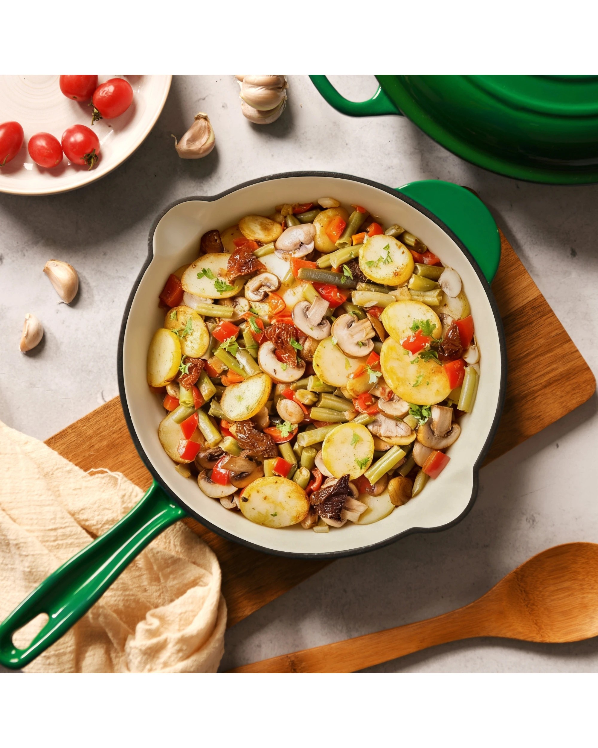 7 Gourmet Kitchen Enamelled Cast Iron Fry Pan 26cm - Eden Green, 7 of 8