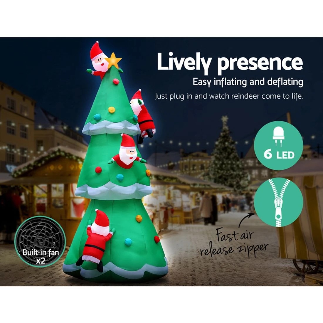5 Jingle Jollys Christmas Inflatable Santa Tree 5m Illuminated Decorations Durable Space Saving Modern Decor
 - Green, 5 of 6