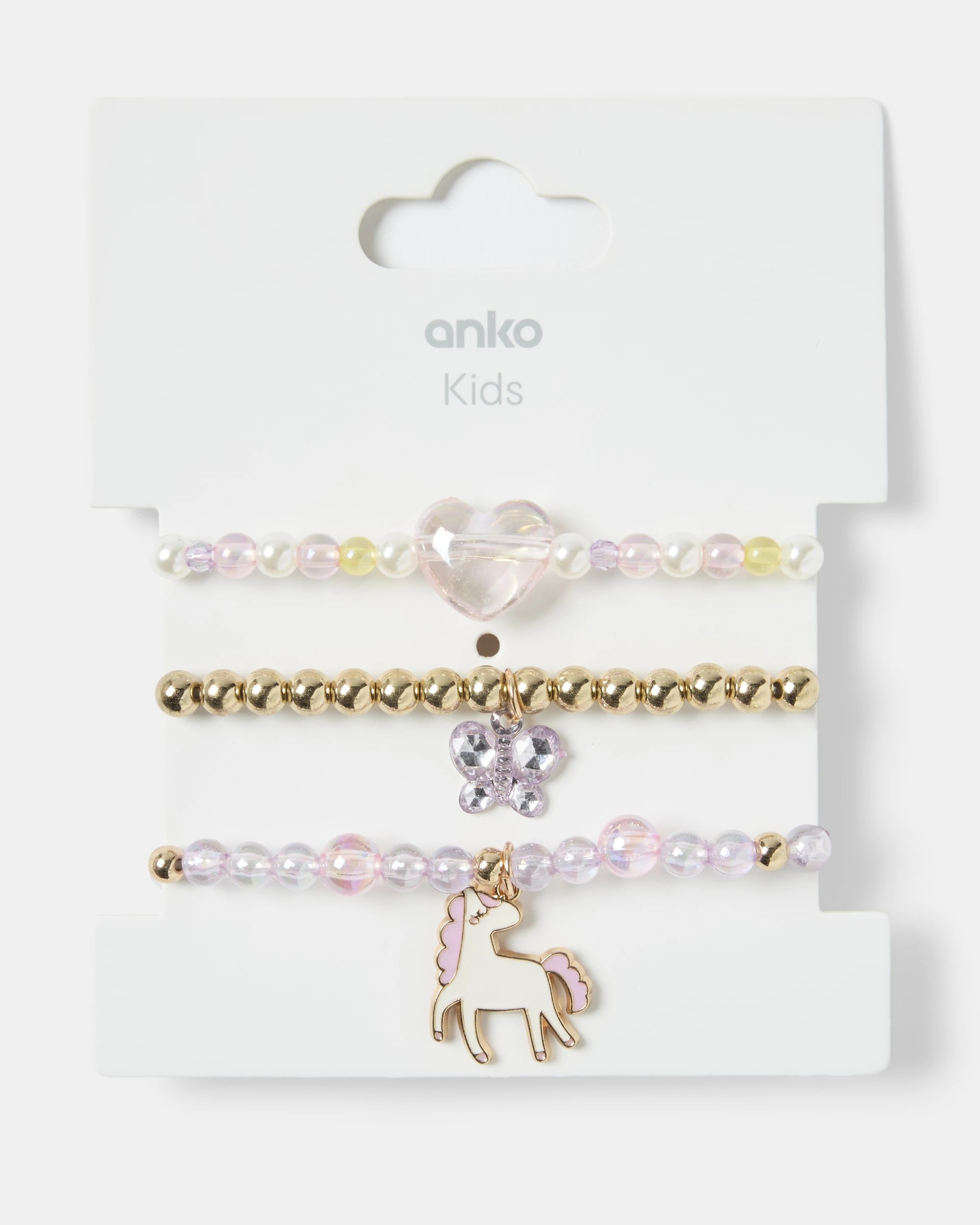 5 3 Pack Unicorn Charm Bracelets - Pink, White and Gold Tone, 5 of 5