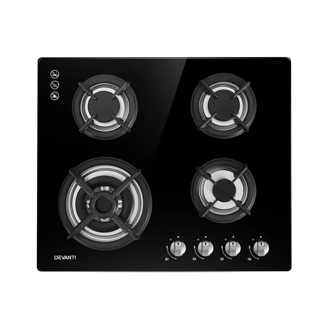 1 Devanti Gas Cooktop 60cm 4 Burner - Black, 1 of 2