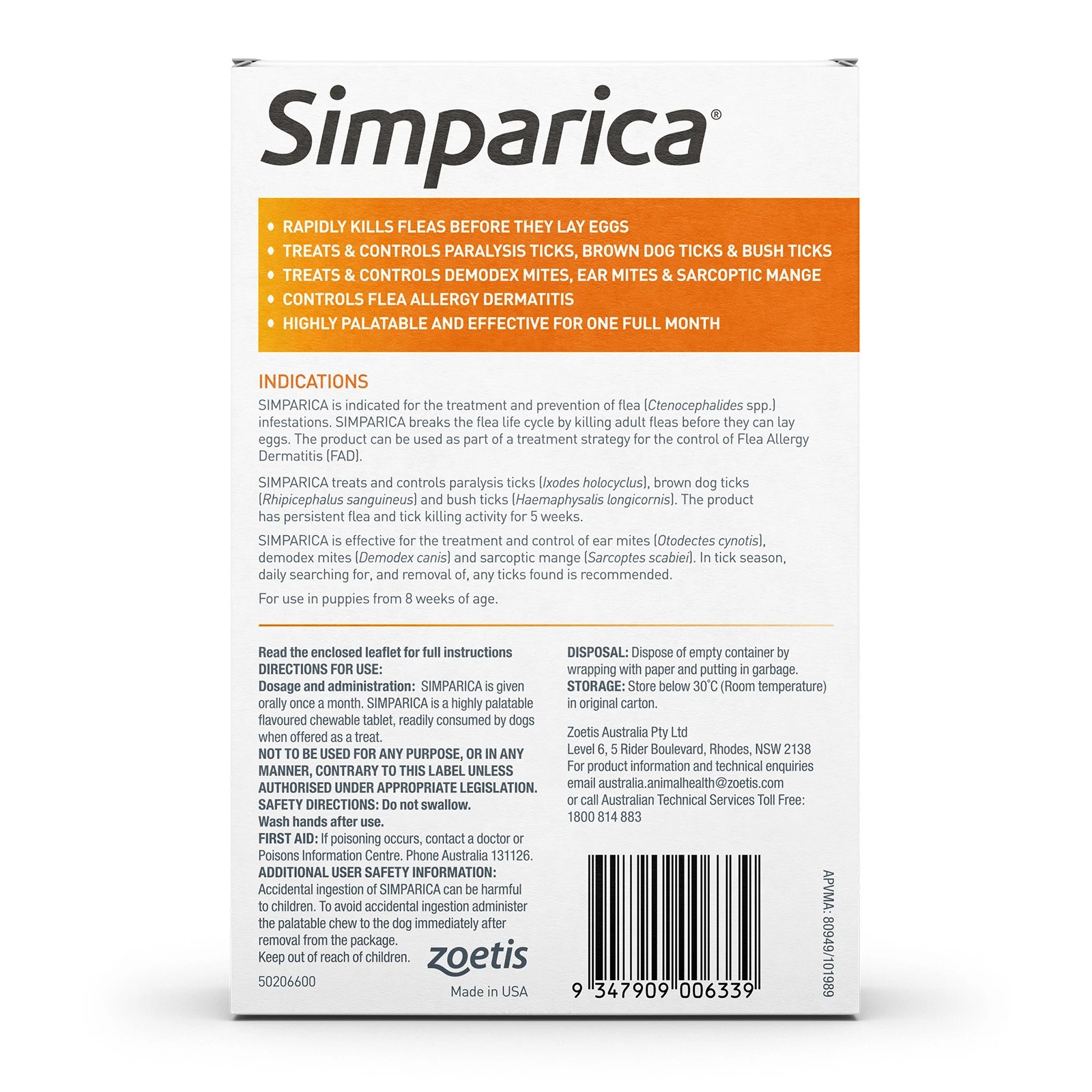 2 Simparica For Dogs 5.1-10kg Orange Small - 3 Pack, 2 of 2