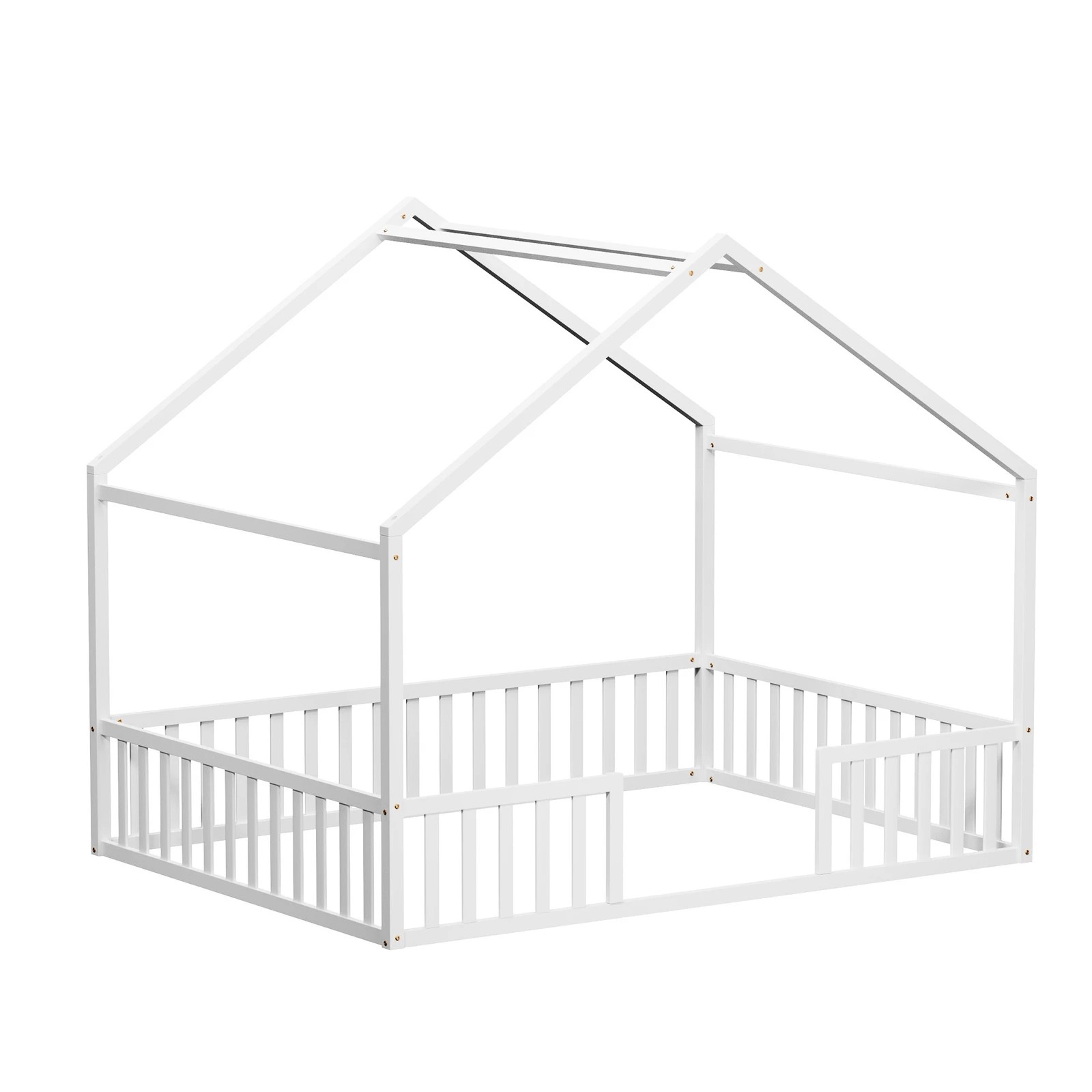 7 Oikiture Double House Bed Kids Wooden Bed Frame - White, 7 of 10