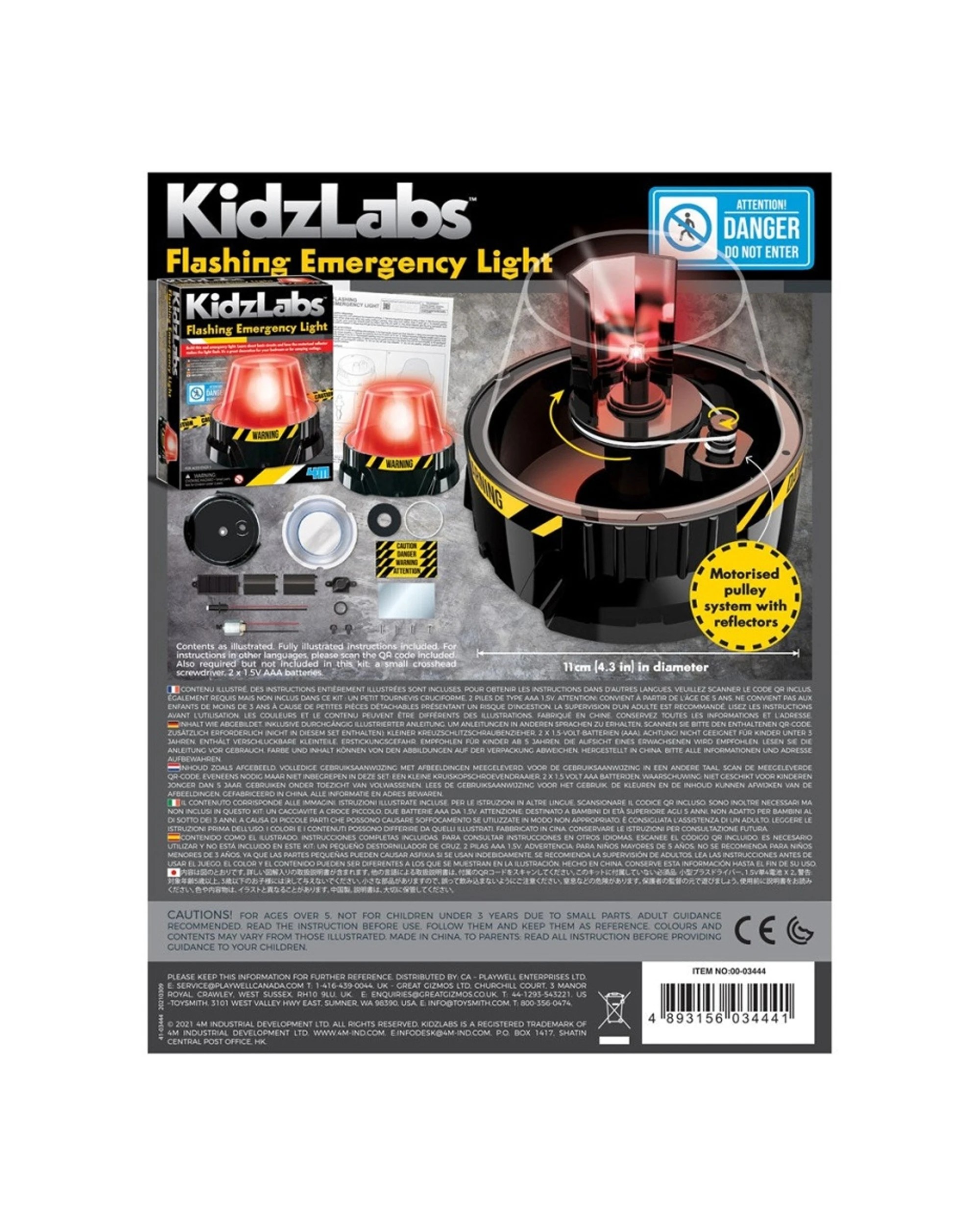 3 4M KidzLabs Flashing Emergency Light Motorised Reflector Build Play Toy, 3 of 3