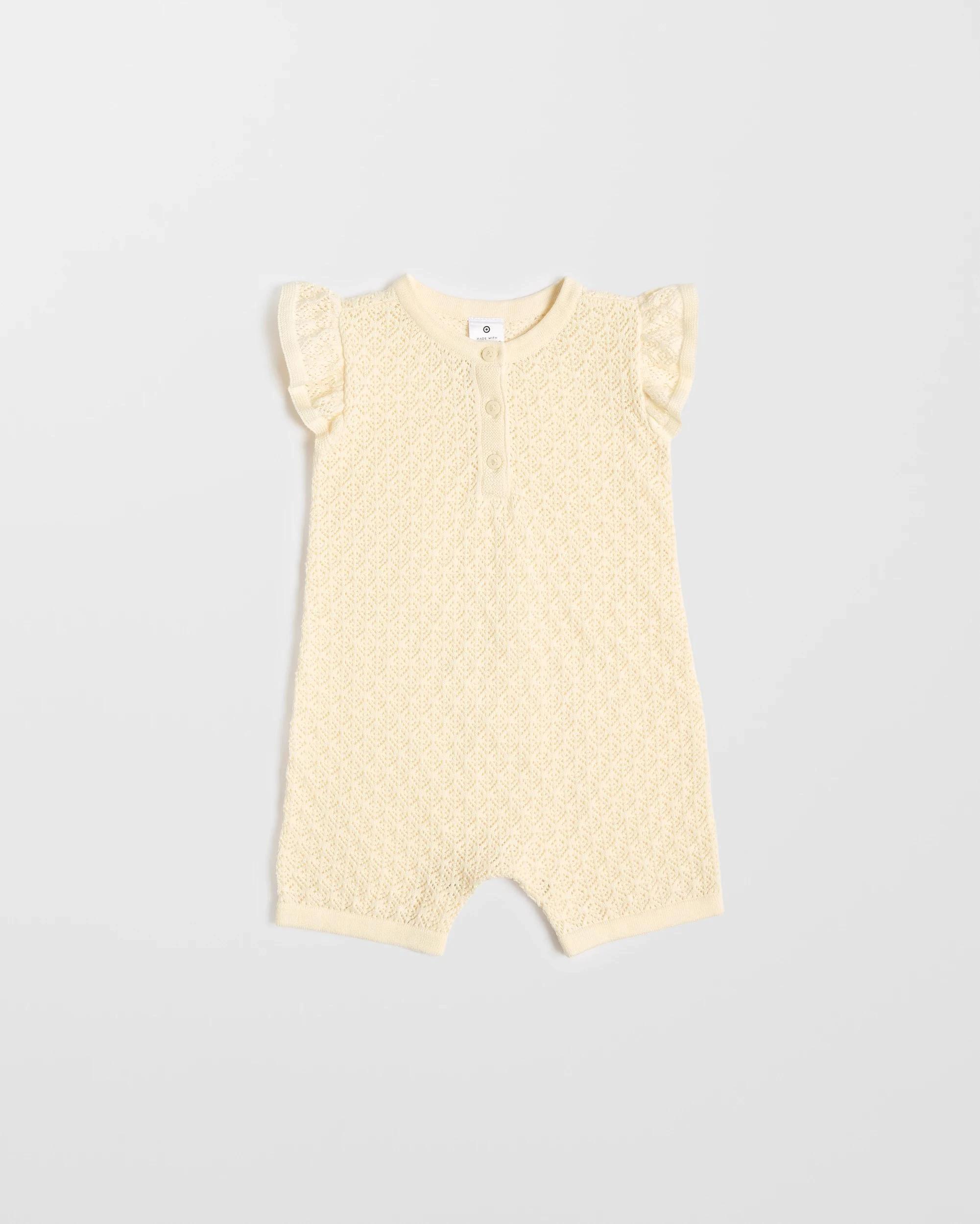 1 Target Organic Cotton Baby Knit Romper CREAM, 1 of 3