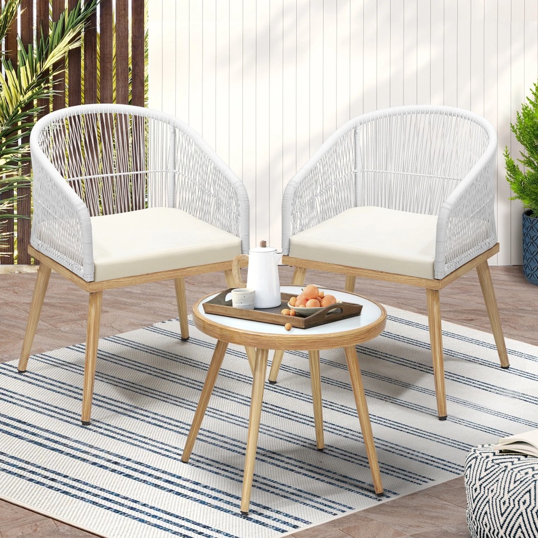 10 Livsip 3pcs Outdoor Furniture Lounge Setting Dining Table Chair Patio Bistro Set
 - Multi, 10 of 10