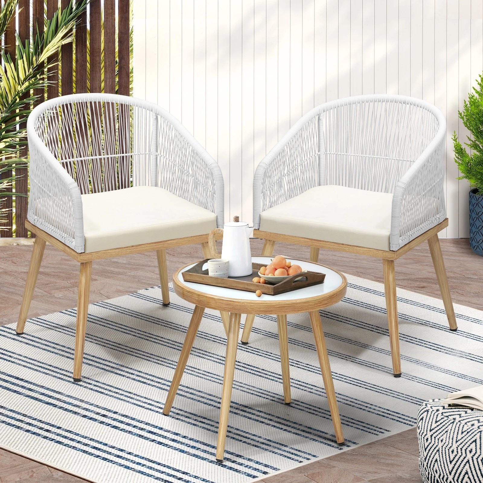 10 Livsip 3pcs Outdoor Furniture Lounge Setting Dining Table Chair Patio Bistro Set
 - Multi, 10 of 10