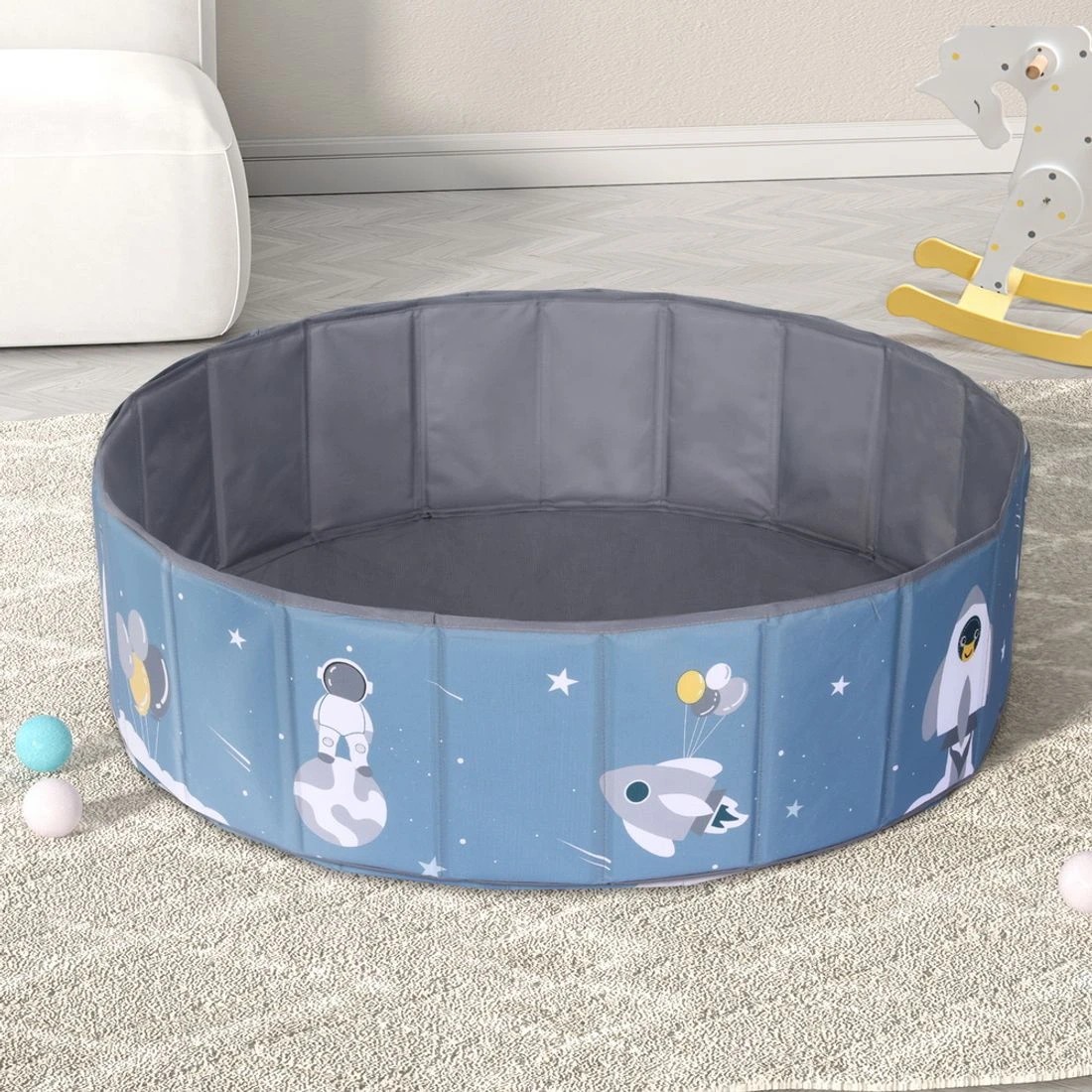 3 Keezi Kids Ball Pool Pit Toddler Play Foldable Child Playhouse Storage Bag - Blue, 3 of 4