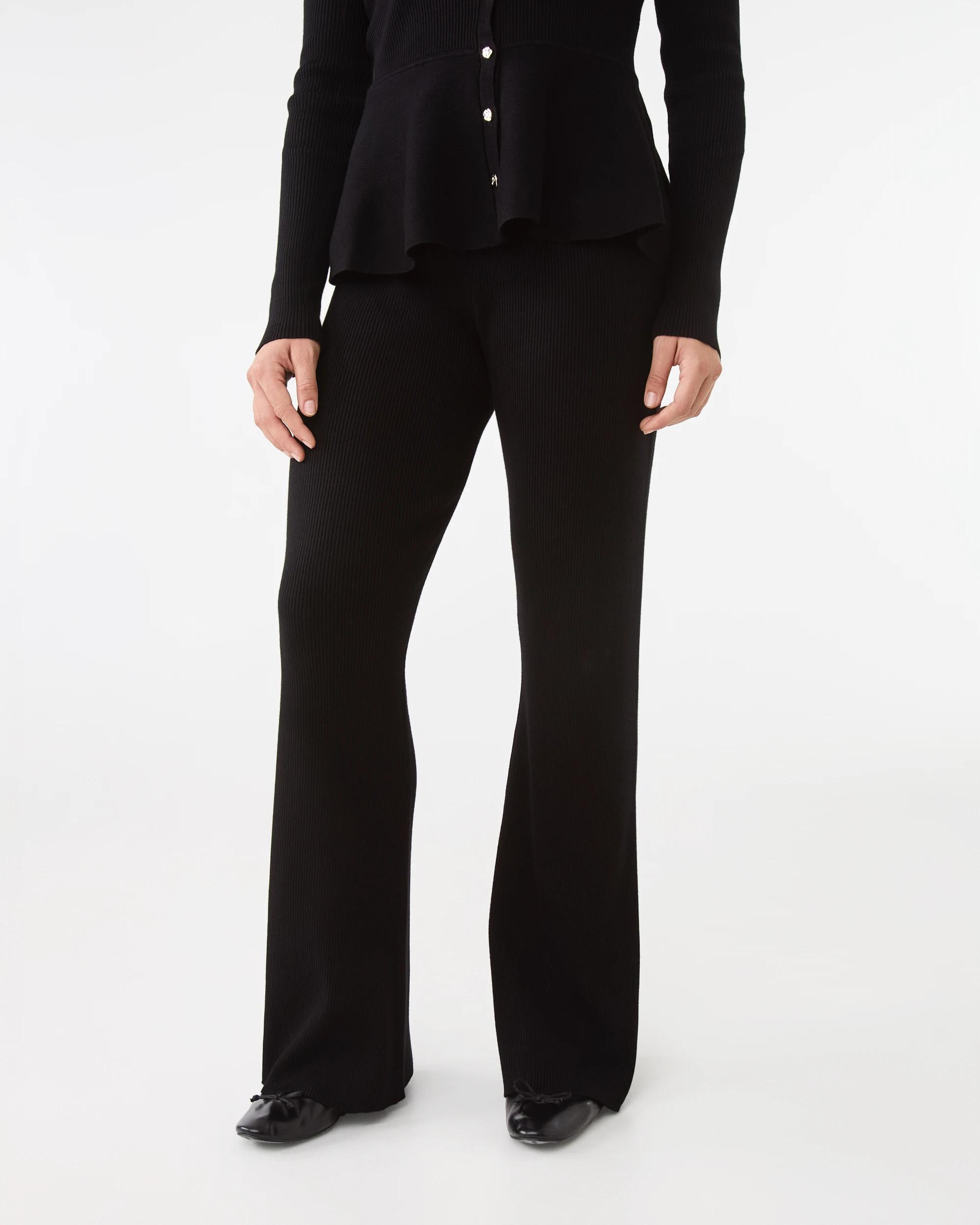 1 Kick Flare True Knit Pants Black, 1 of 6
