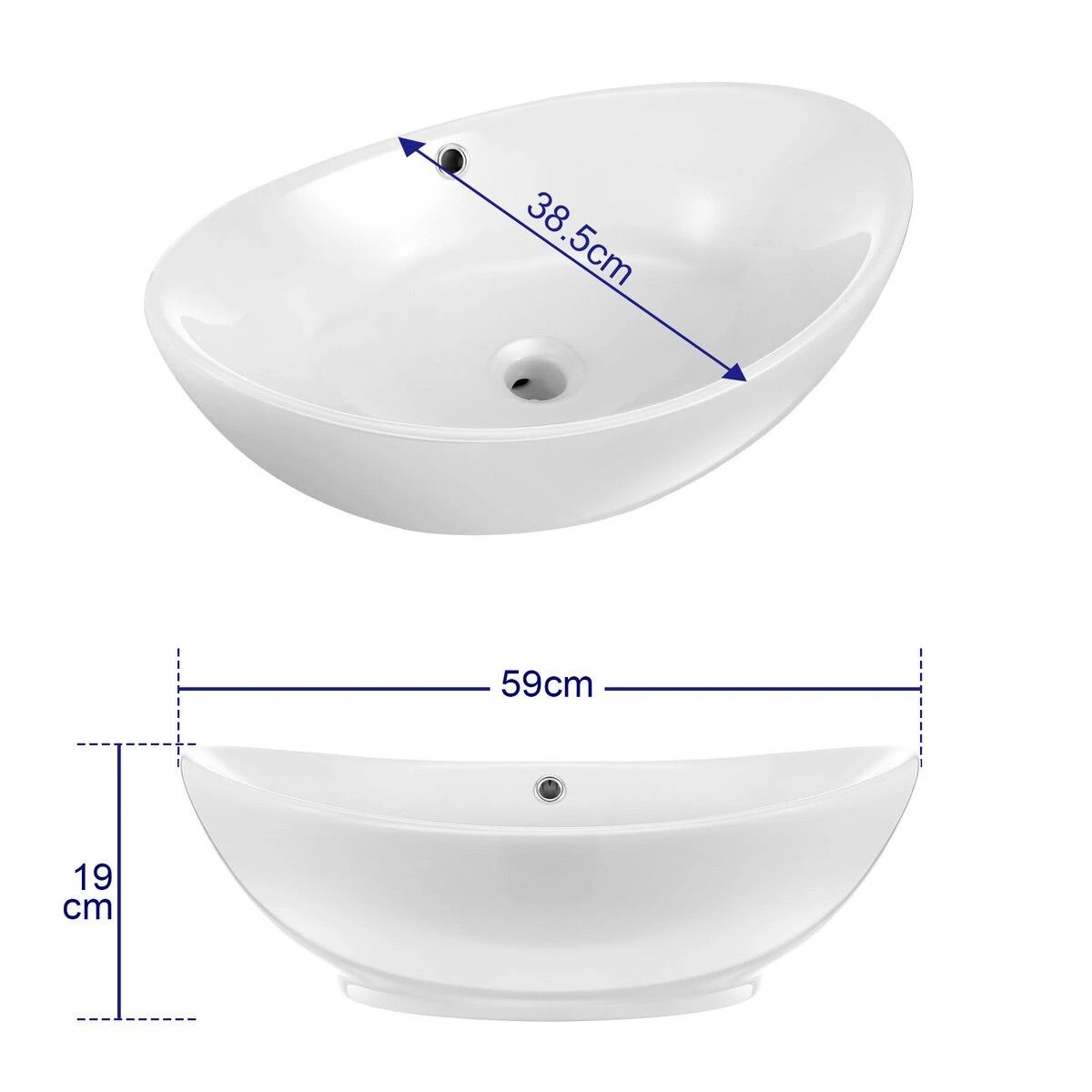 6 LUXSUITE Bathroom Vessel Sink Oval Basin Above Counter Hand Wash Bowl Vanity Washing Ceramic Countertop Modern White, 6 of 7