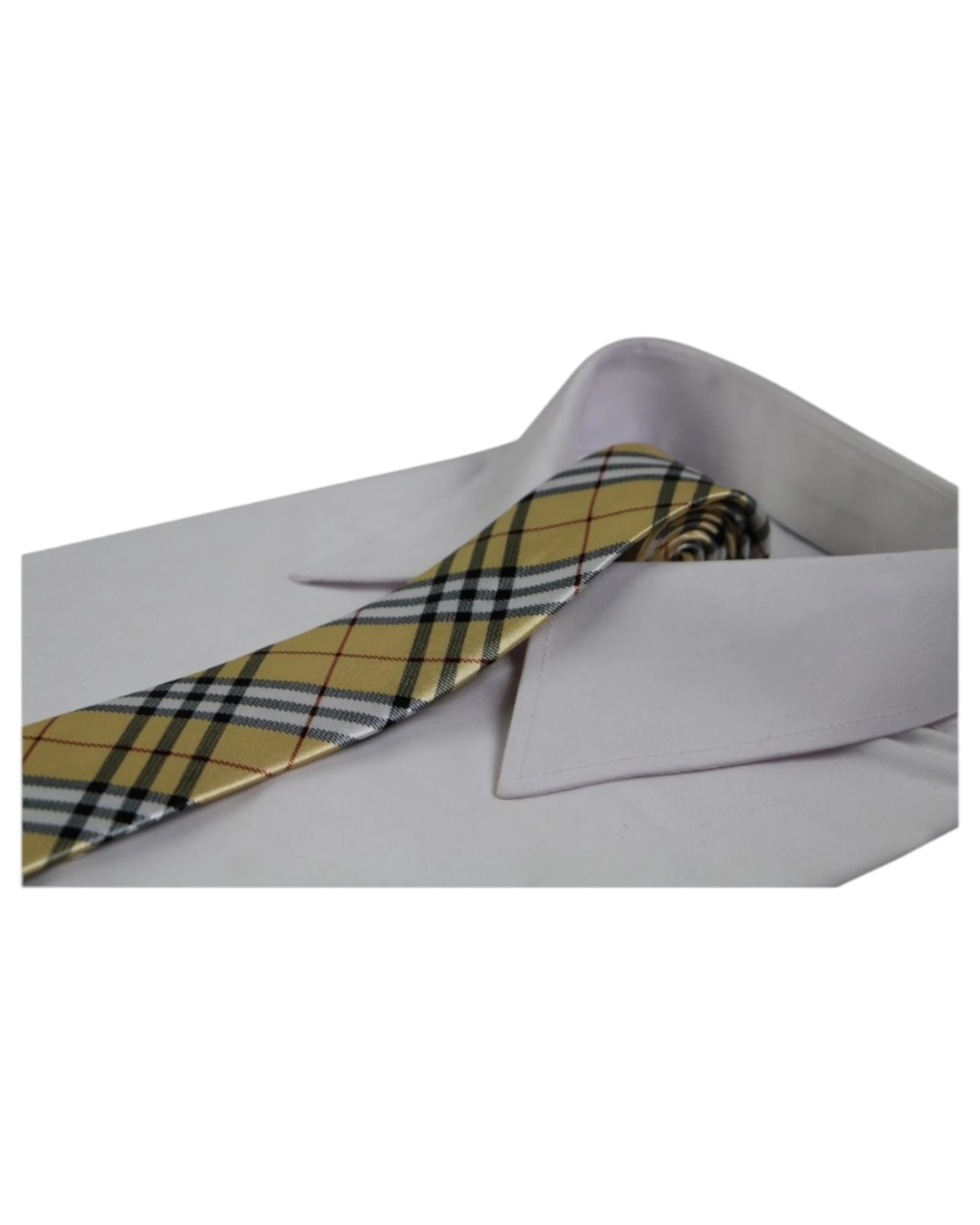 1 Zasel Mens Gold & Black Striped 5cm Skinny Neck Tie, 1 of 2