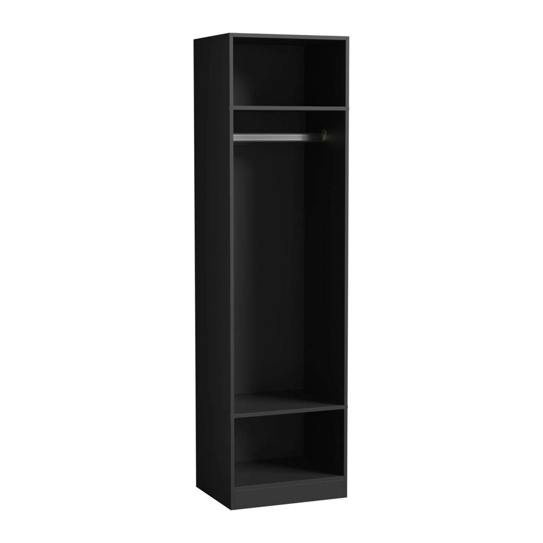 5 Oikiture Open Wardrobe Shelf Unit Clothes Storage 3 Shelves Hanging Rail
 - Black, 5 of 10