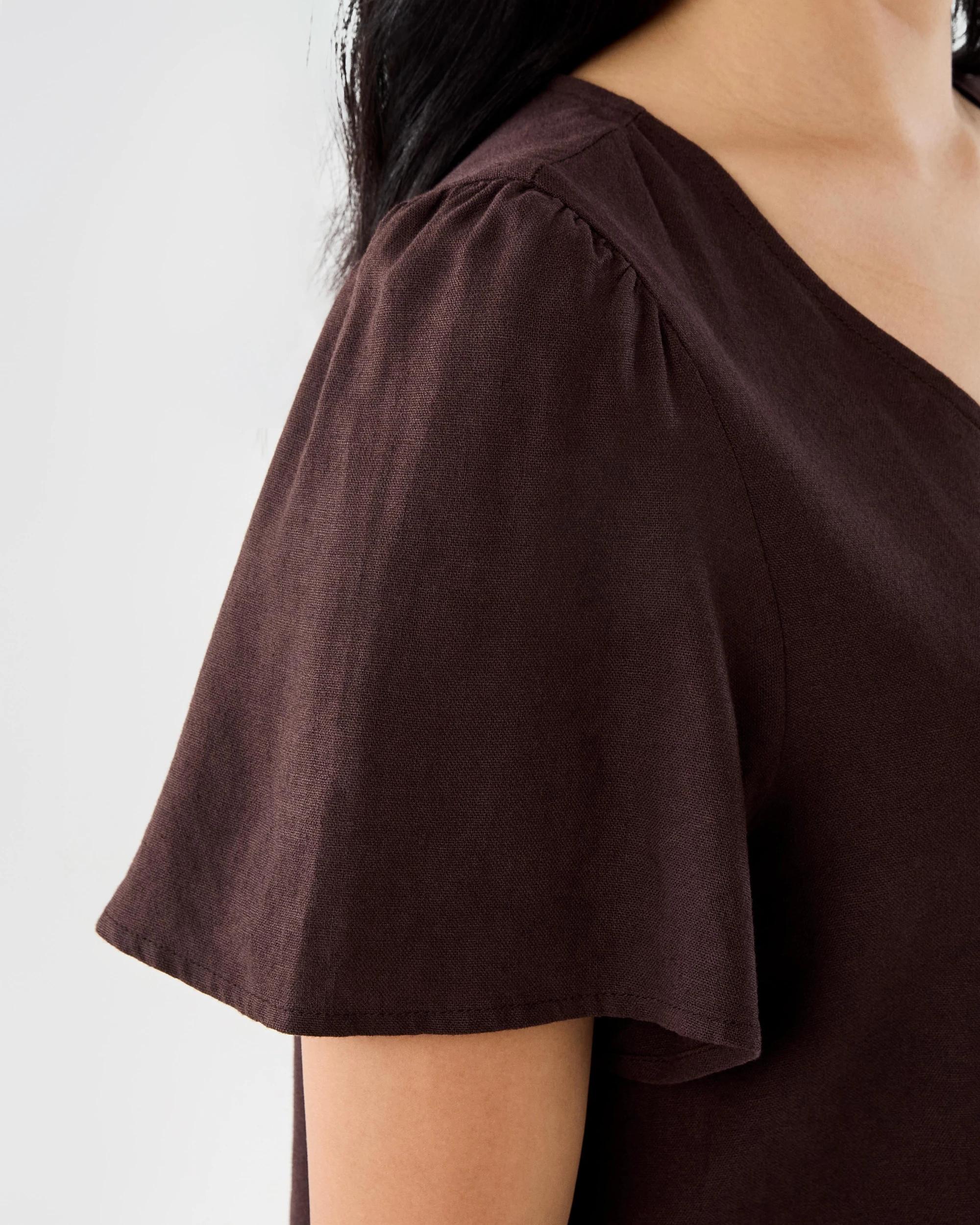 6 Short Sleeve Linen Blend Flutter Femme Top Cbean, 6 of 8