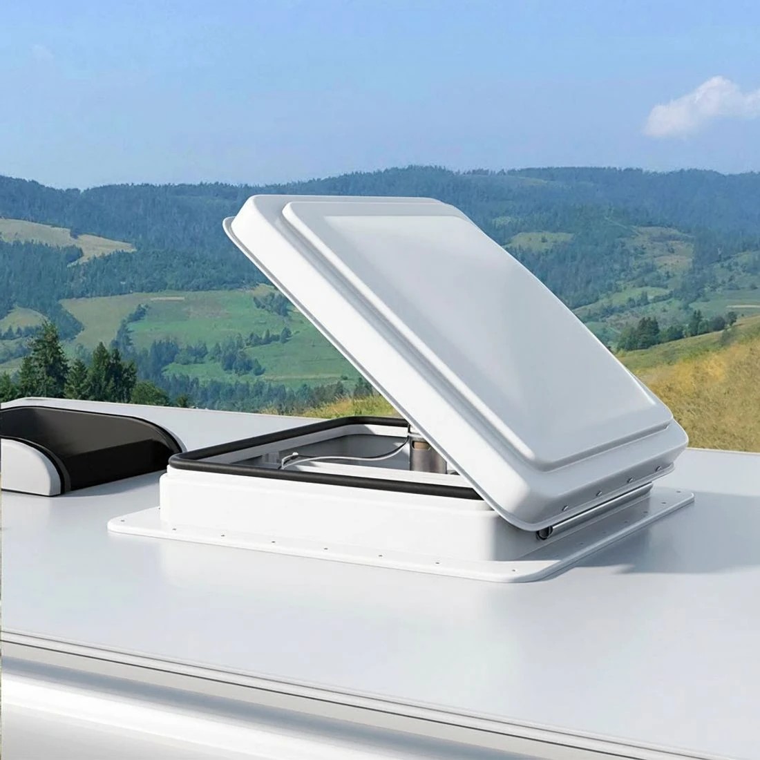 3 Weisshorn Caravan Roof Vent Fan Air Exhaust Hatch 12V RV Motorhome Camper - White, 3 of 4