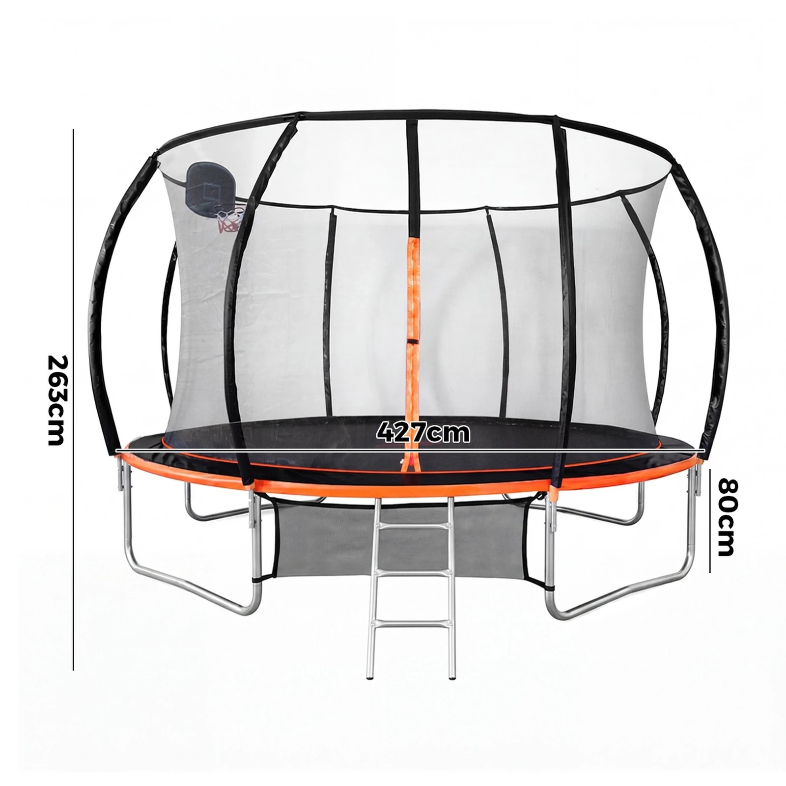 2 Mazam 14FT Kids Trampoline Safety Enclosure Net Basketball Set Ladder Round - Multi, 2 of 4