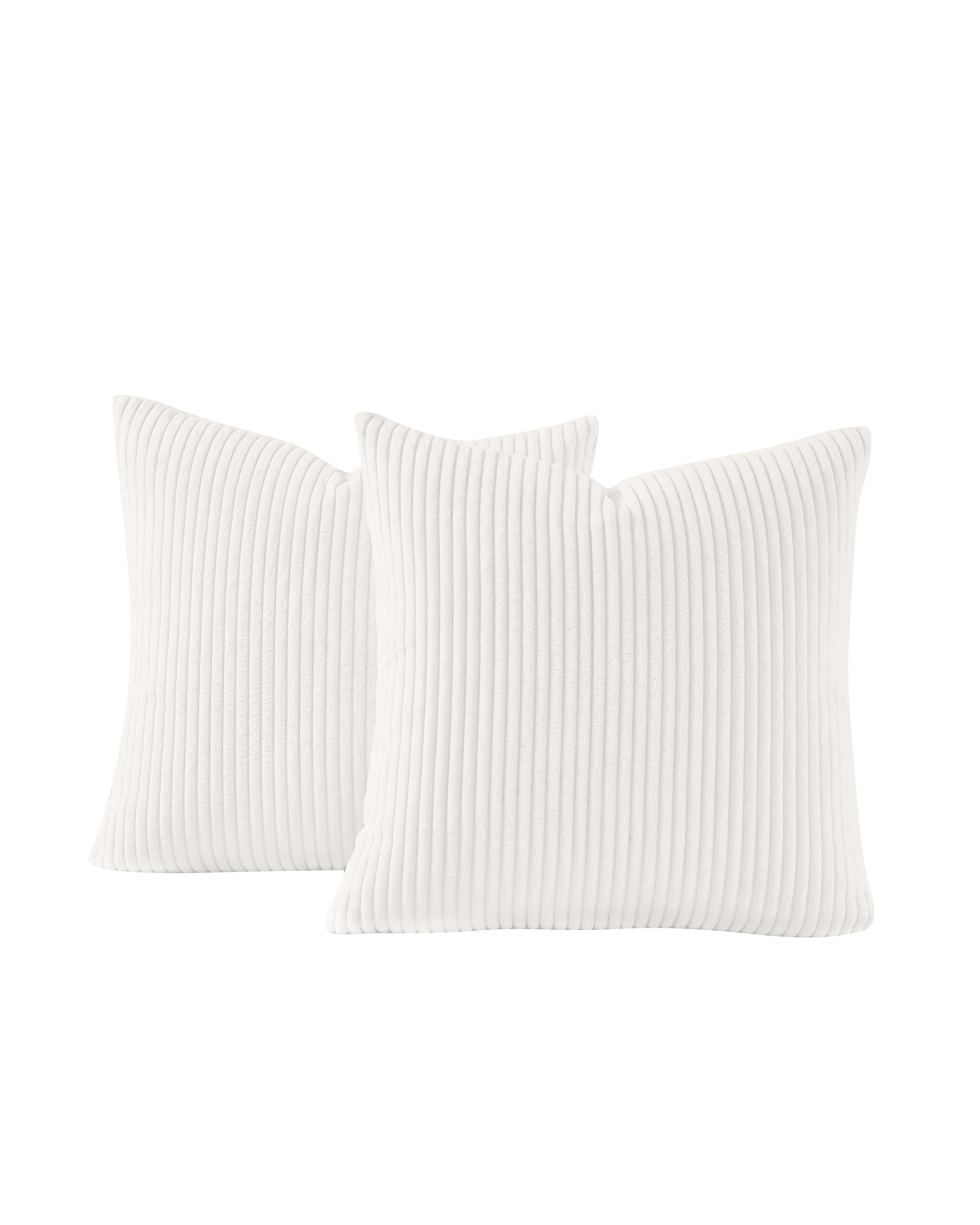 2 Gioia Casa 2-Pack Corduroy Velvet European Pillowcases 65x65cm - White, 2 of 2