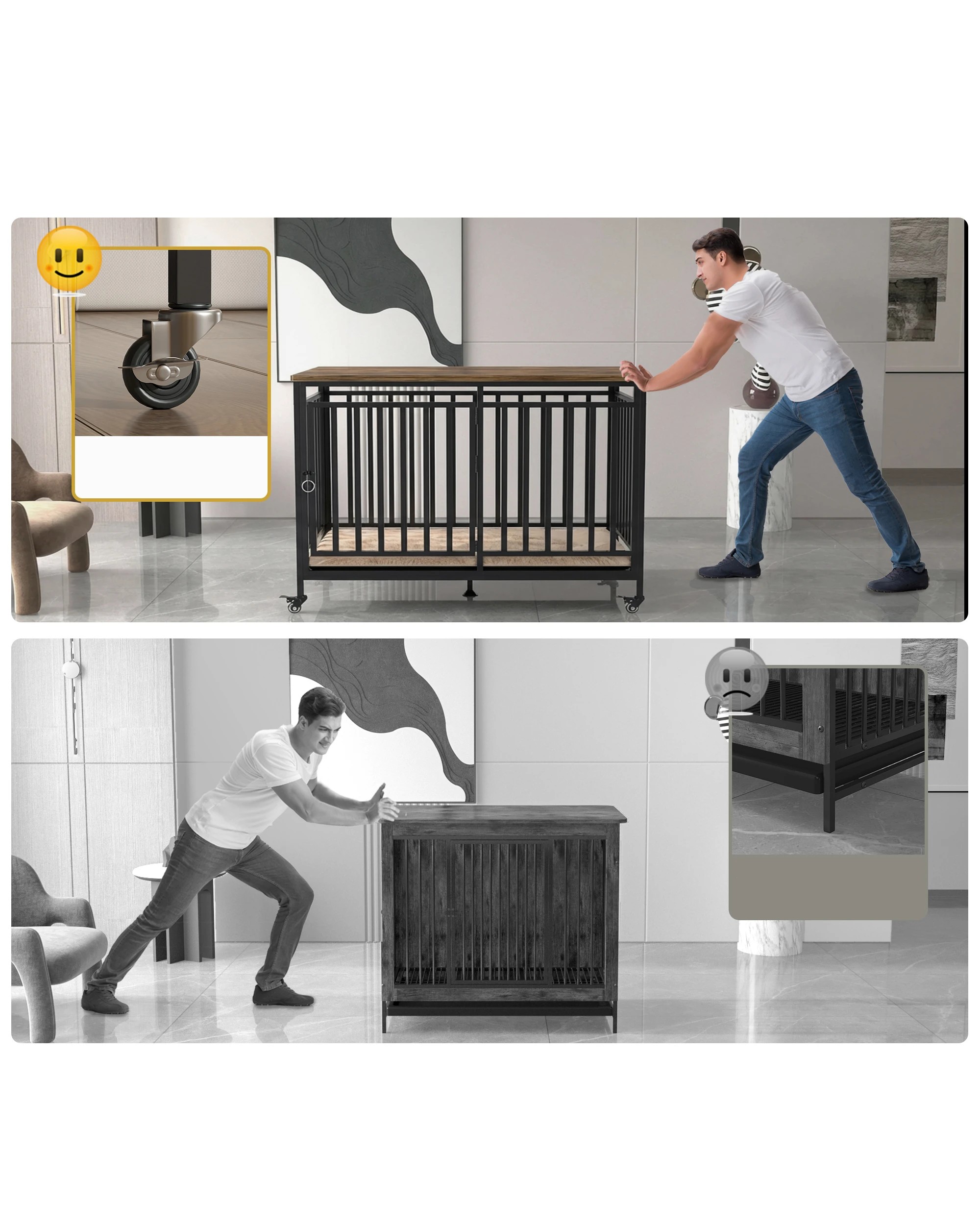 2 Advwin 2PCS Dog Crate Furniture Heavy Duty Dog Cage Sturdy Dog Kennel TV Stand End Table, 2 of 9