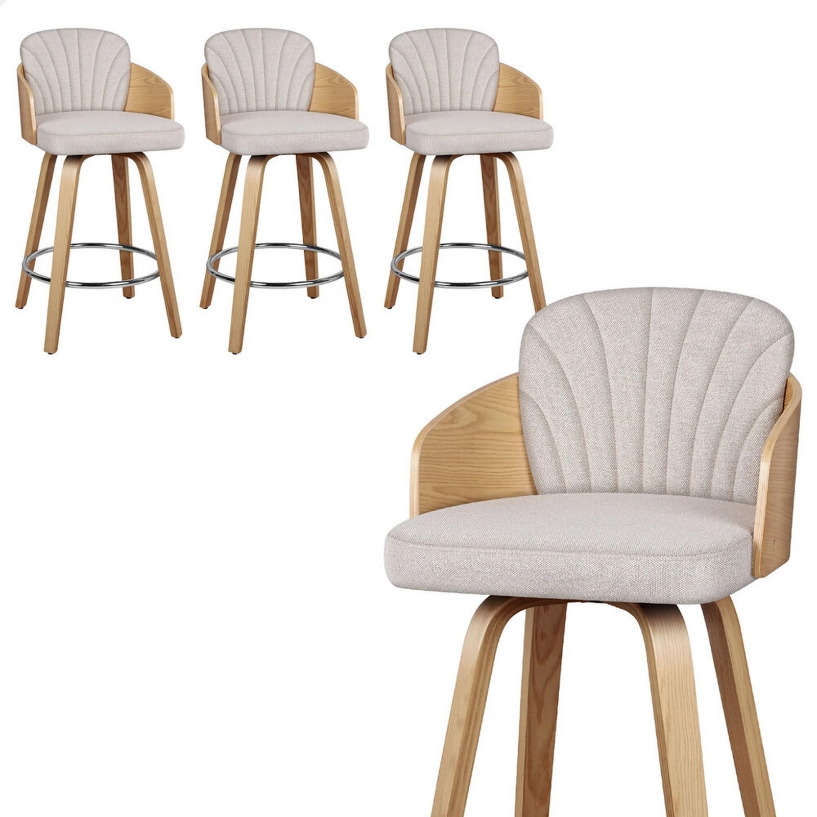 1 Alfordson 4x Swivel Bar Stools Alice Kitchen Wooden Dining Chair- Grey, 1 of 10