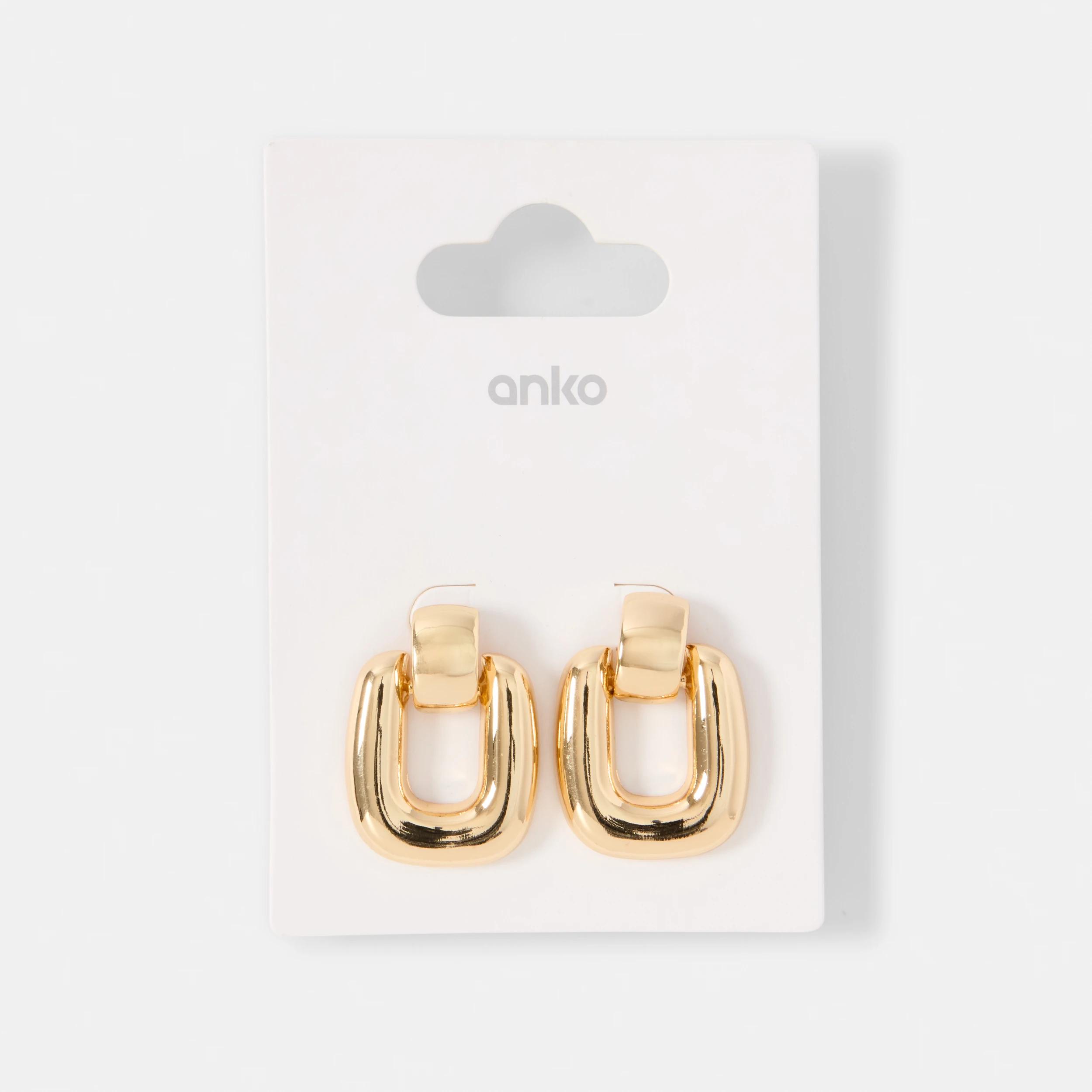 8 Square Doorknocker Earrings - Gold Tone Gold, 8 of 8