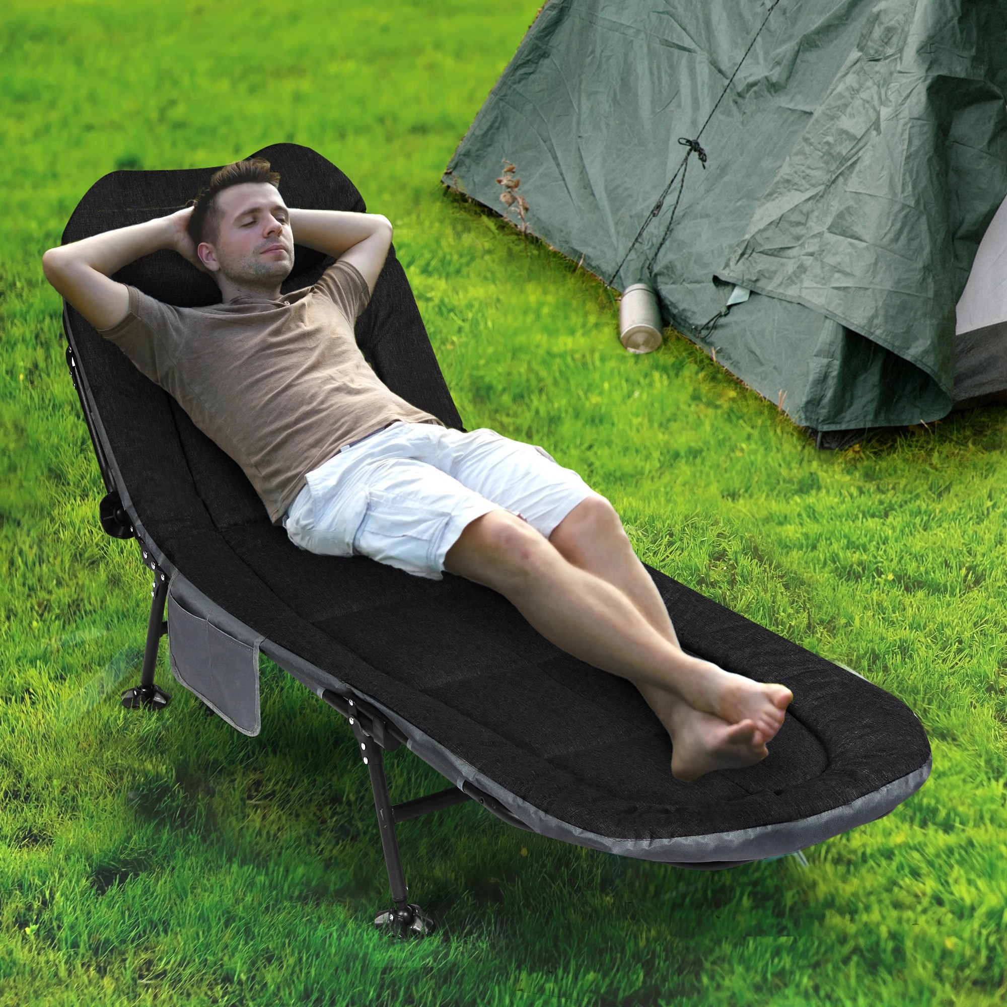 7 Levede Folding Bed Recliner - Black, 7 of 9