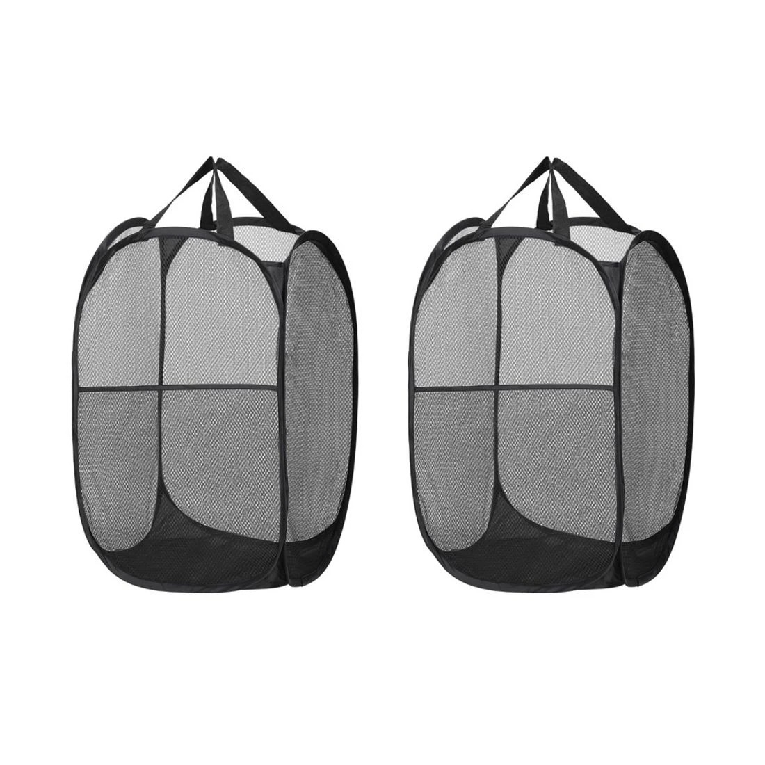 1 Artiss 2X Laundry Basket Hamper Foldable - Black, 1 of 7