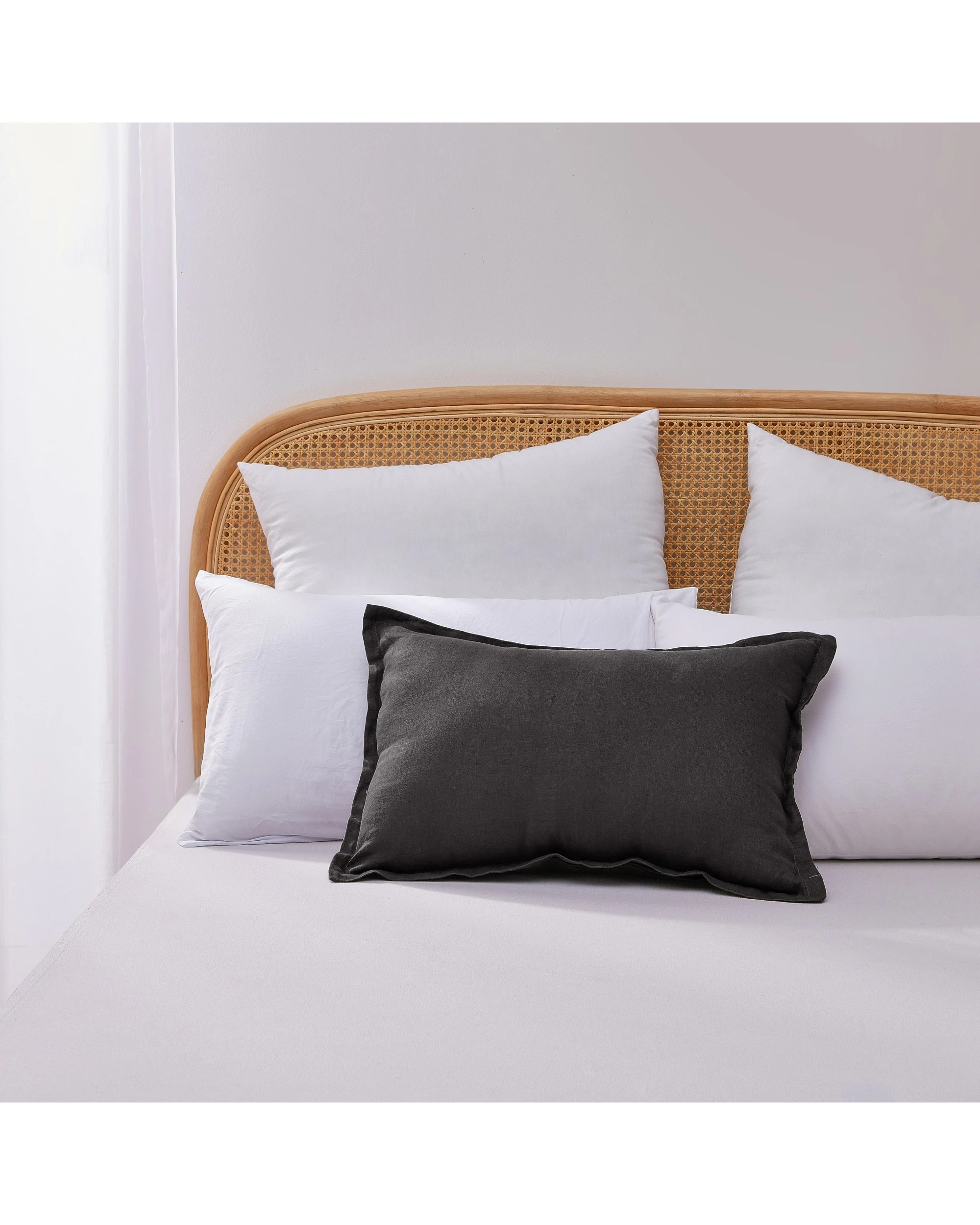 2 Natural Home ARDENNE Washed French Linen Rectangular Cushion with Oxford Edge 40x60cm - Basalt Grey, 2 of 9