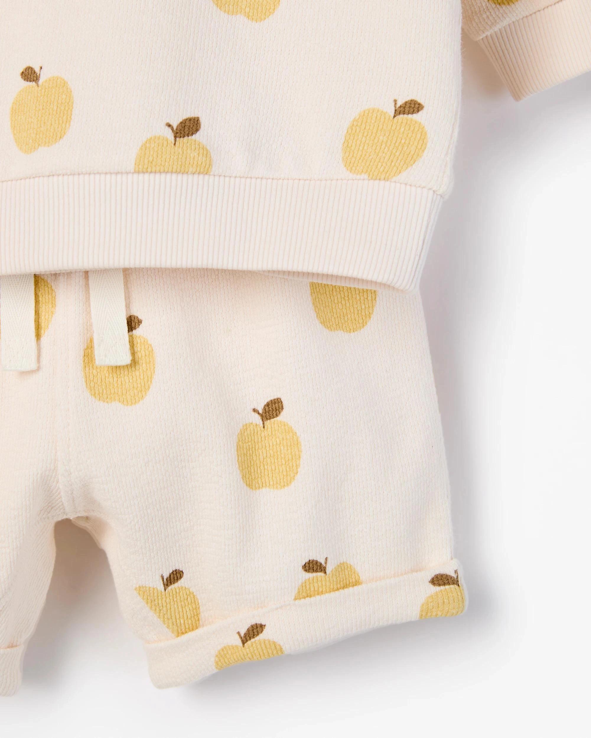 4 Target Baby Organic Cotton Baby Crew Fleece Top and Short 2 Piece Set APPLES, 4 of 6