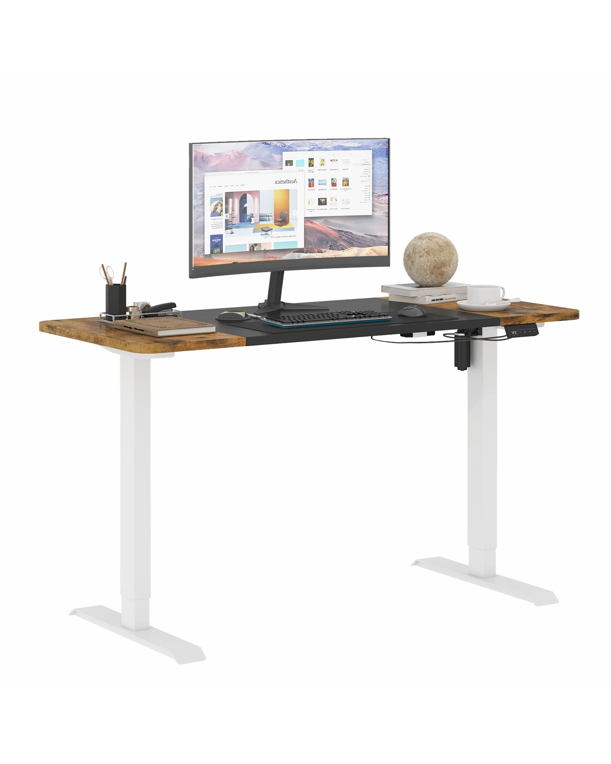 2 Advwin Electric Standing Desk Adjustable Height Ergonomic - Brown, 2 of 3