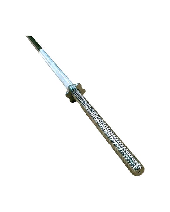 Buffalo Sports 1.8 Metre 20mm Barbell Bar Set With Screw Collars Spinlock - Silver