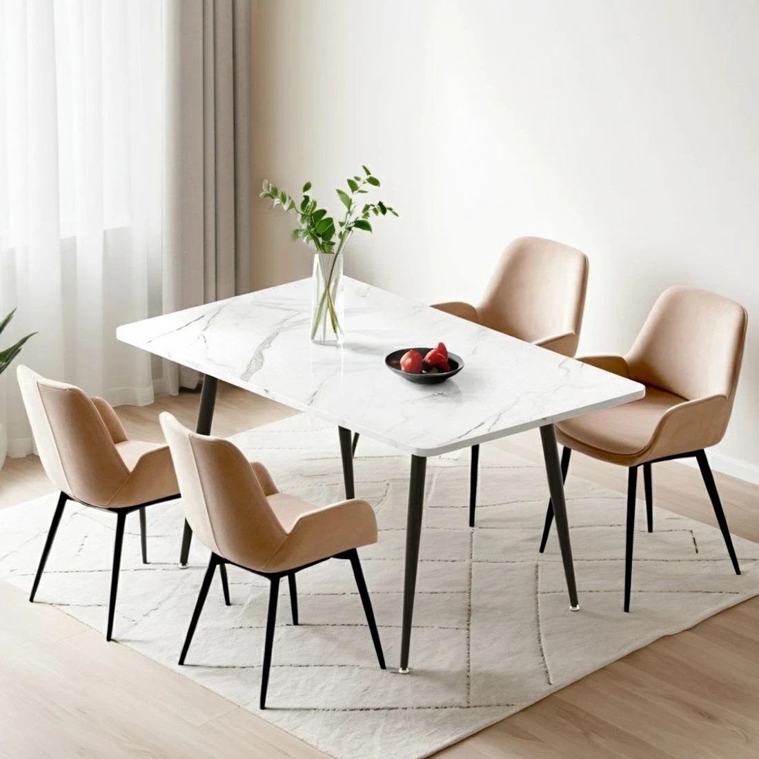 3 1.5M Artiss Dining Table Marble Effect - Multi, 3 of 5