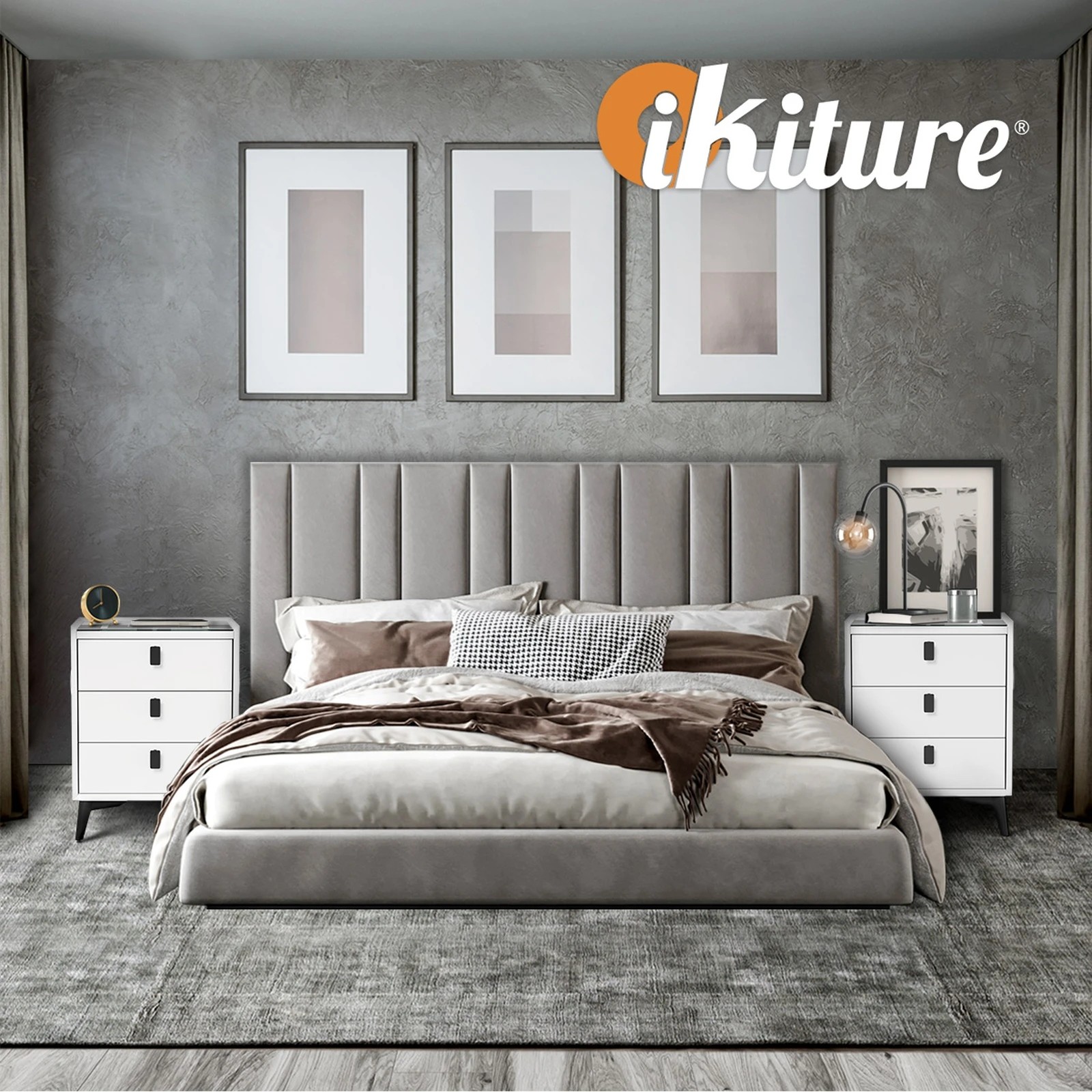 7 Oikiture Smart Bedside Table Wireless Charging Led Lights 3 Drawers
 - White, 7 of 10