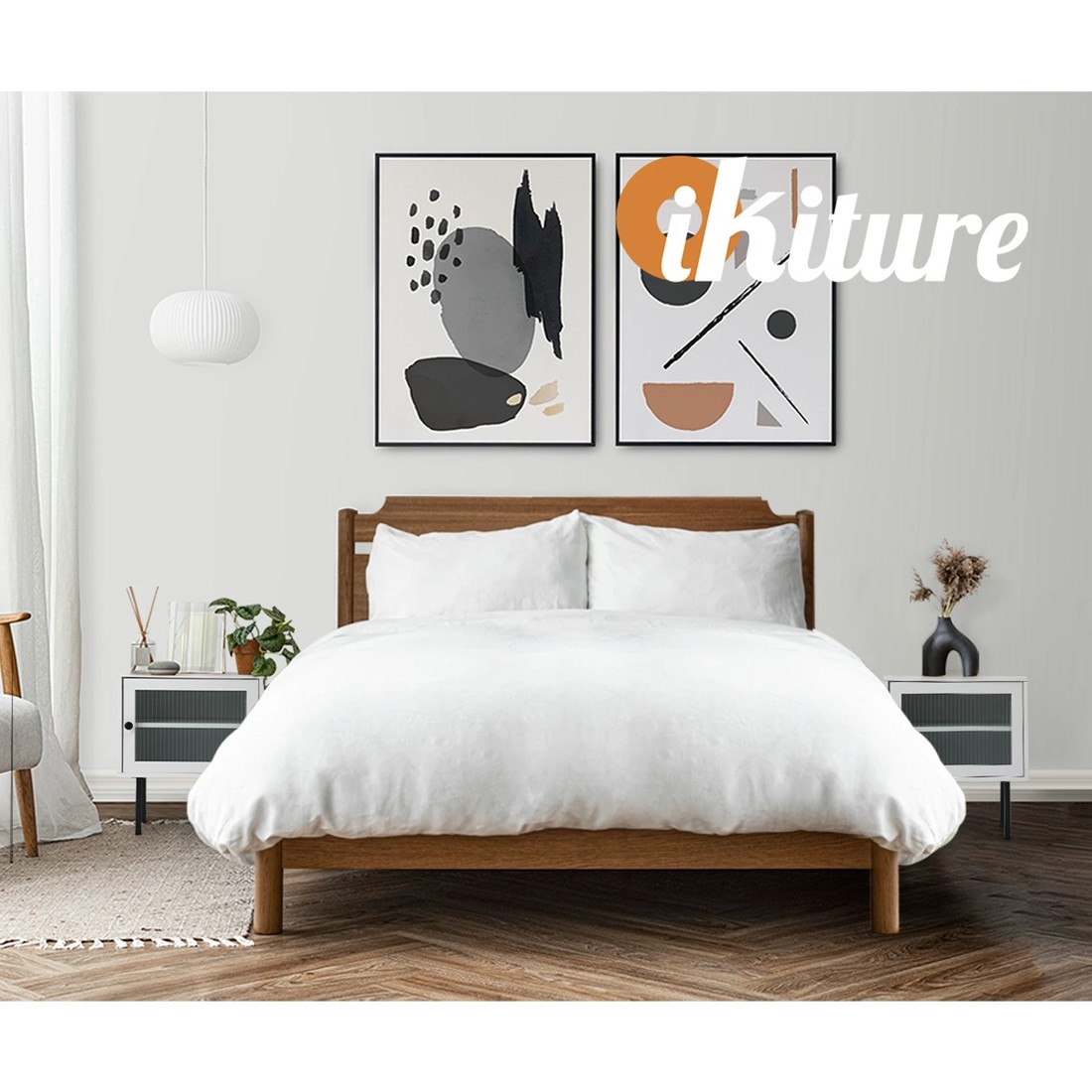 5 Oikiture Bedside Tables Nightstand Storage Cabinet Side End Table Wood
 - White, 5 of 10