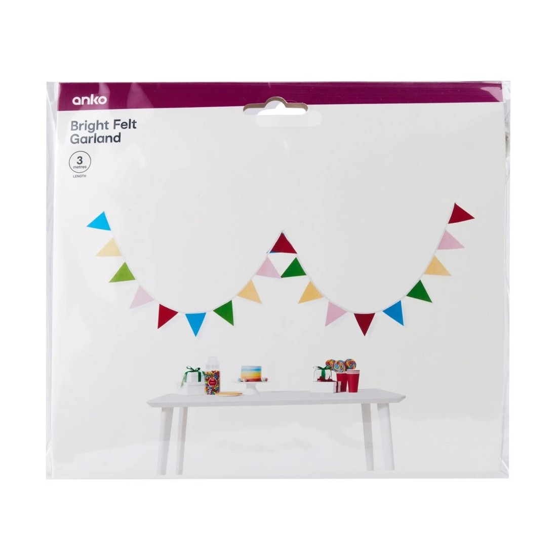 5 3m Bright Felt Garland, 5 of 5