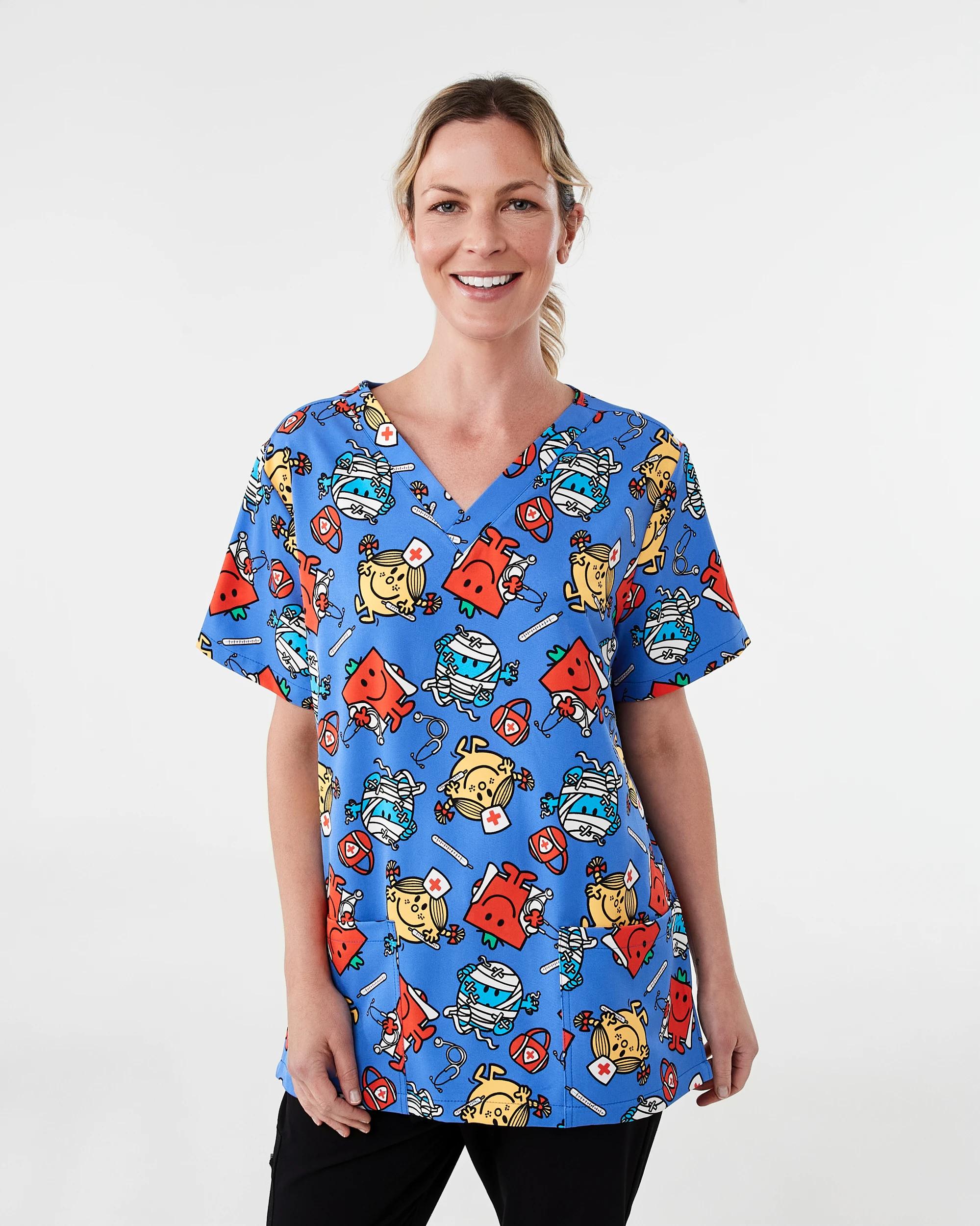 1 Workwear Mr Men License Unisex Scrub Top Mr Men, 1 of 7
