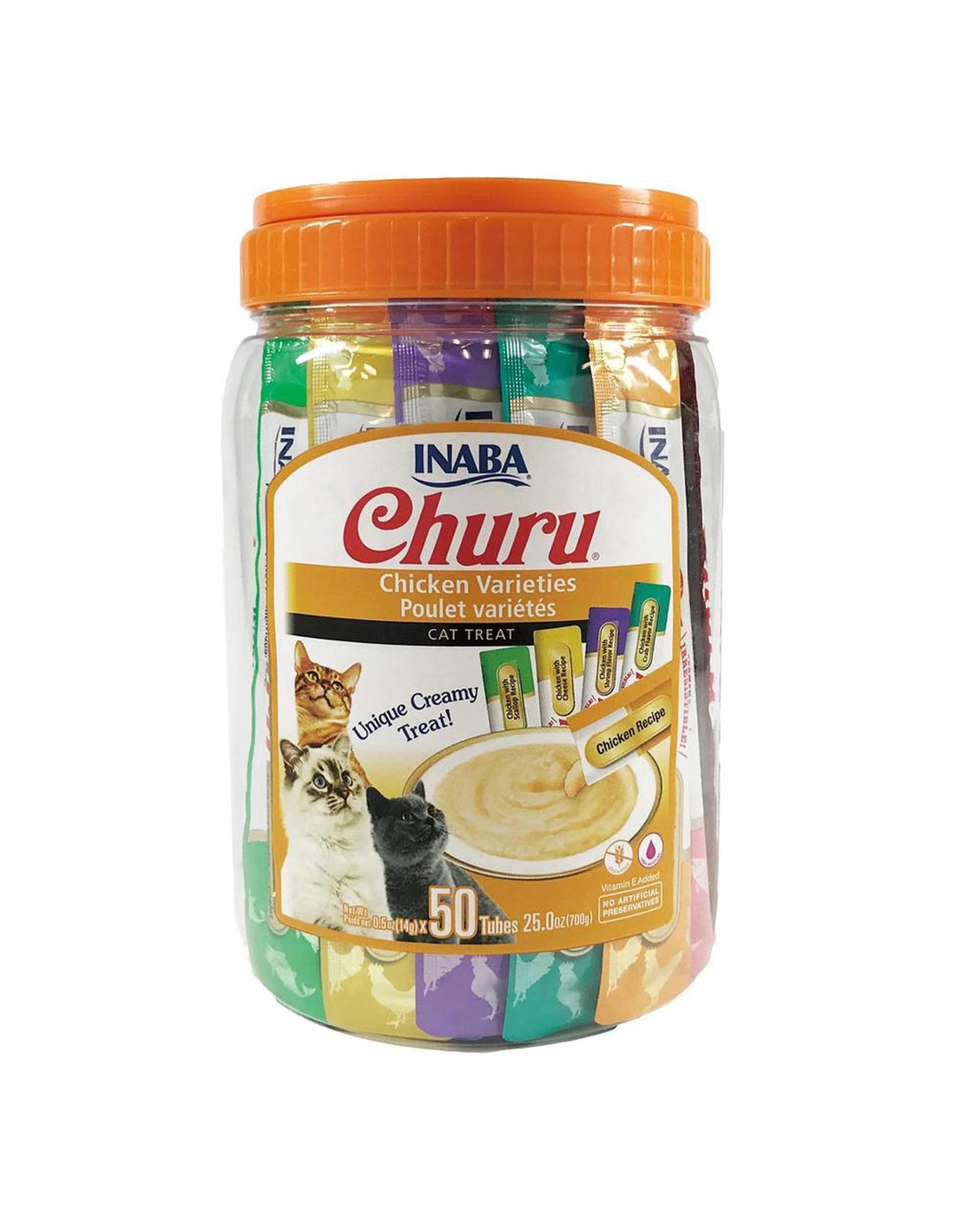 1 Inaba Churu Puree Chicken Varieties Cat Food Topper 50 x 14g, 1 of 2