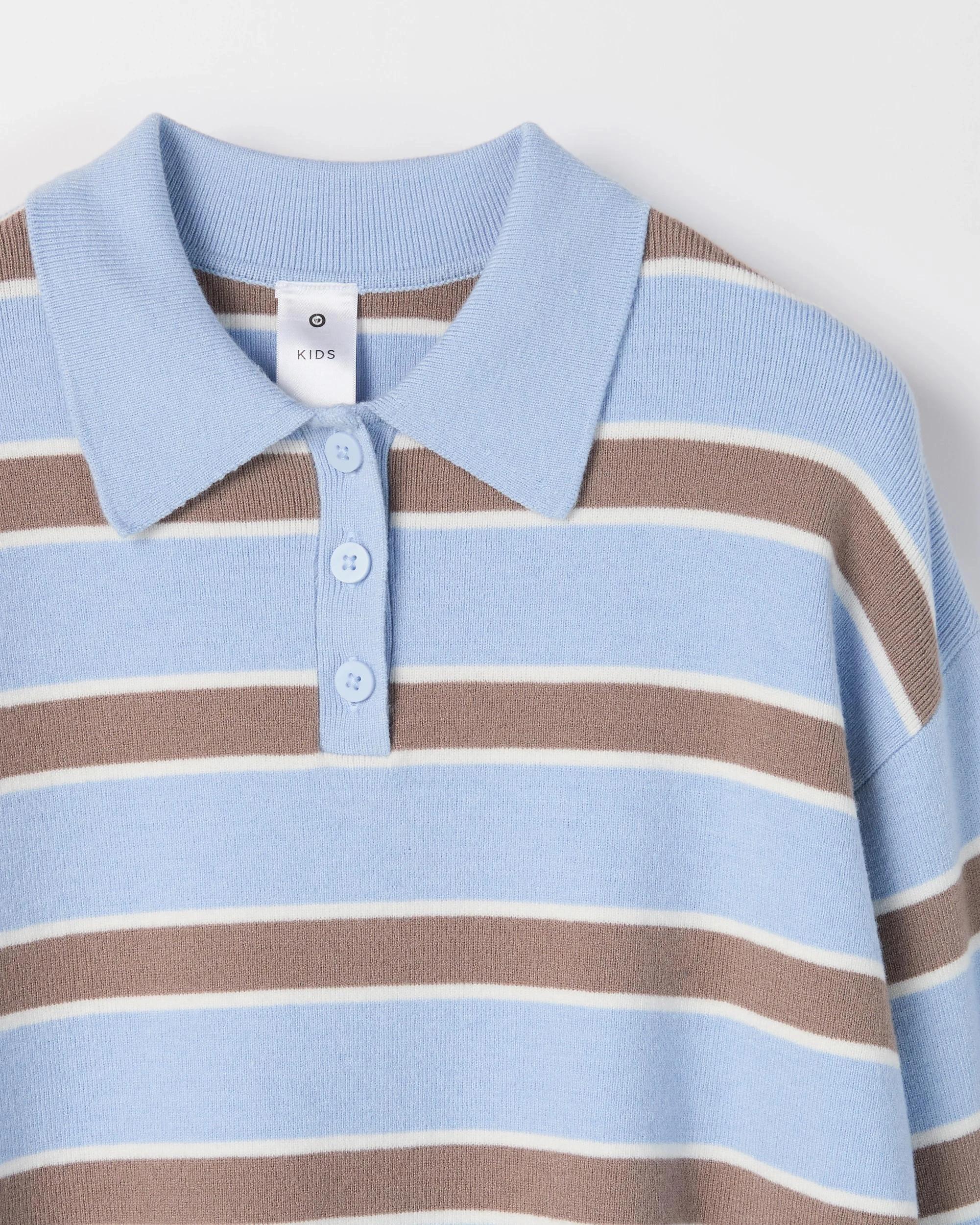 6 Target Kids Long Sleeve Loose Knit Rugby Jumper BLUE CREA STRIPE, 6 of 6